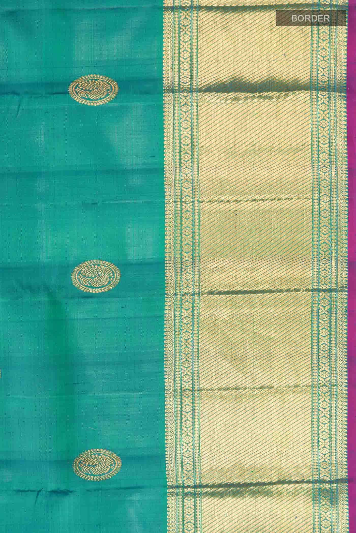 Green with Blue Dual Tone Kanchipuram Silk Saree