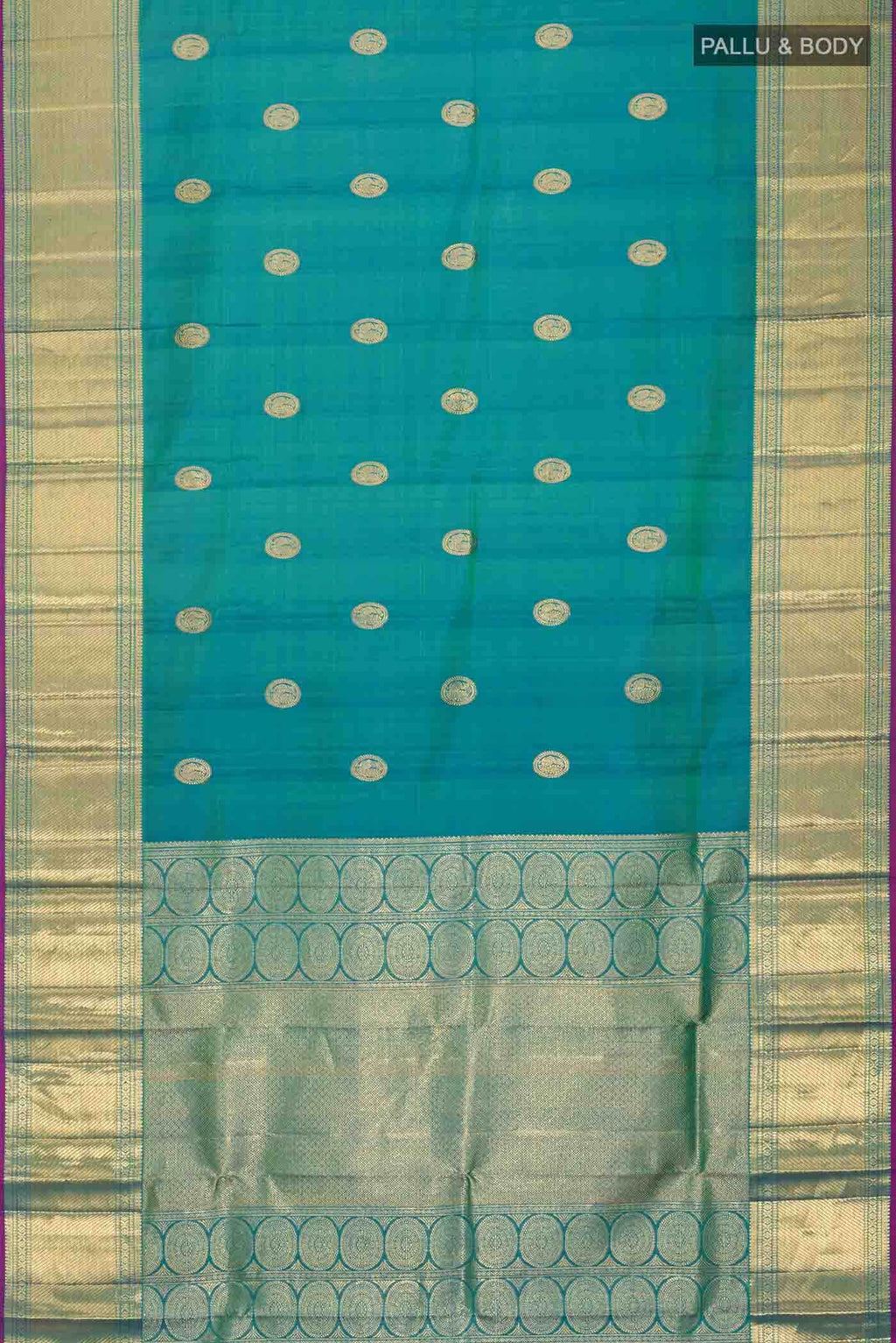 Green with Blue Dual Tone Kanchipuram Silk Saree