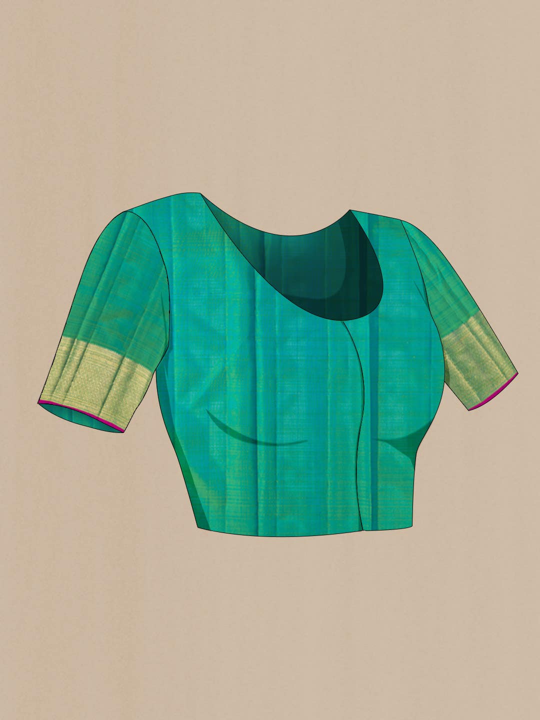 Green with Blue Dual Tone Kanchipuram Silk Saree
