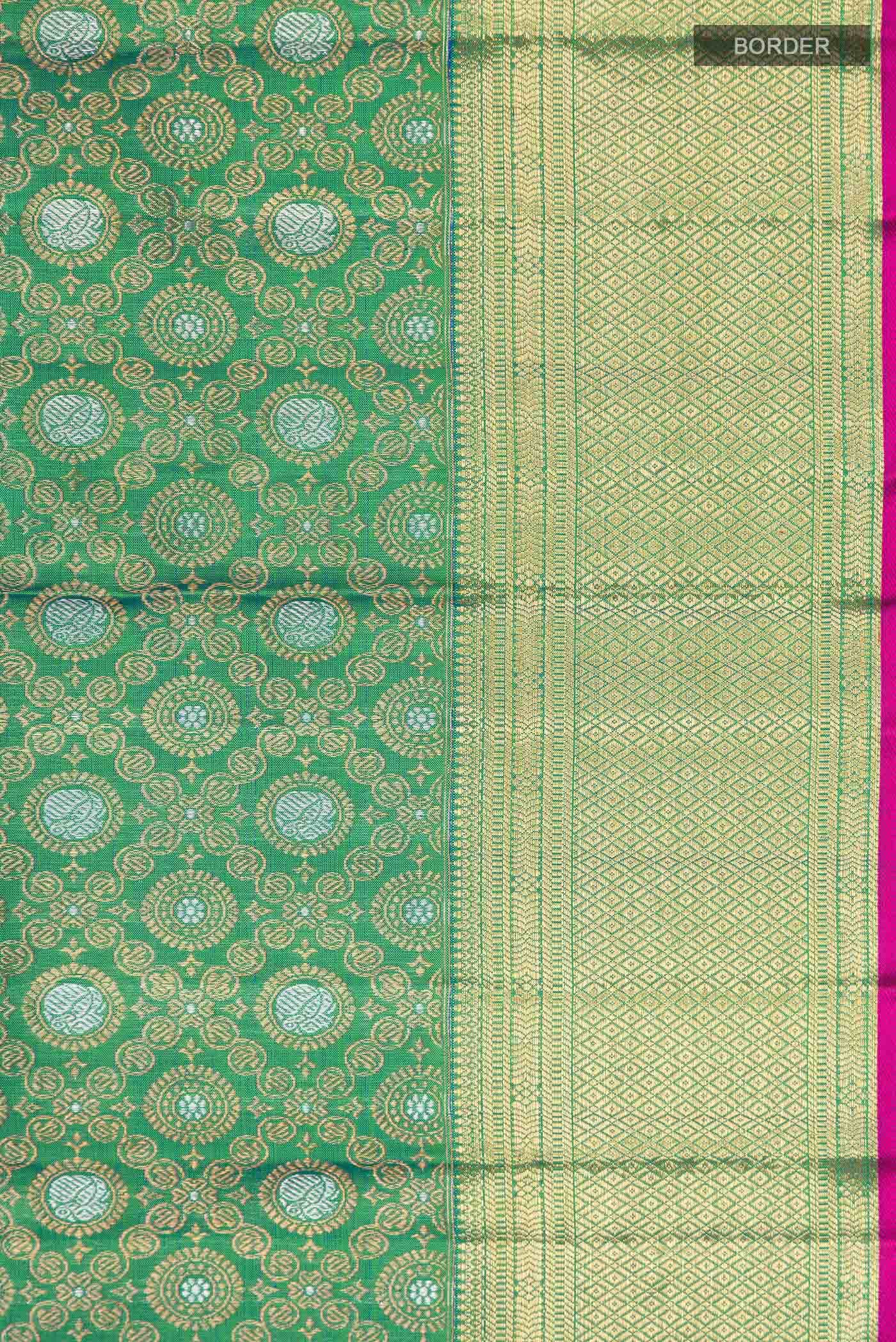Green with Blue Dual Tone Kanchipuram Silk Saree