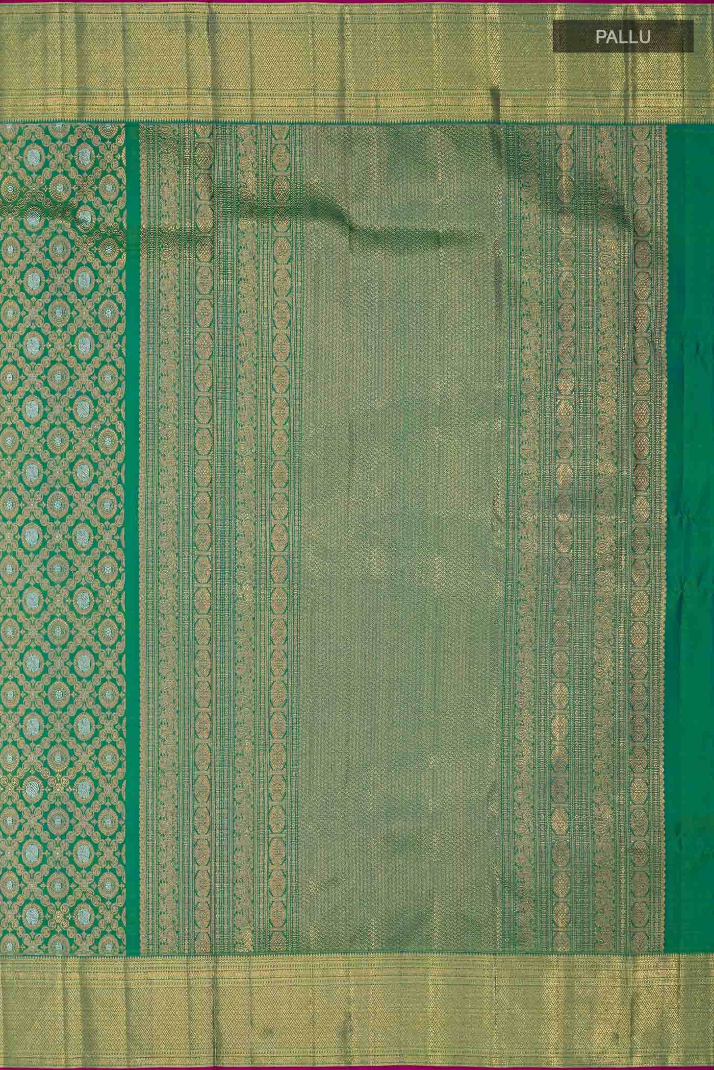 Green with Blue Dual Tone Kanchipuram Silk Saree