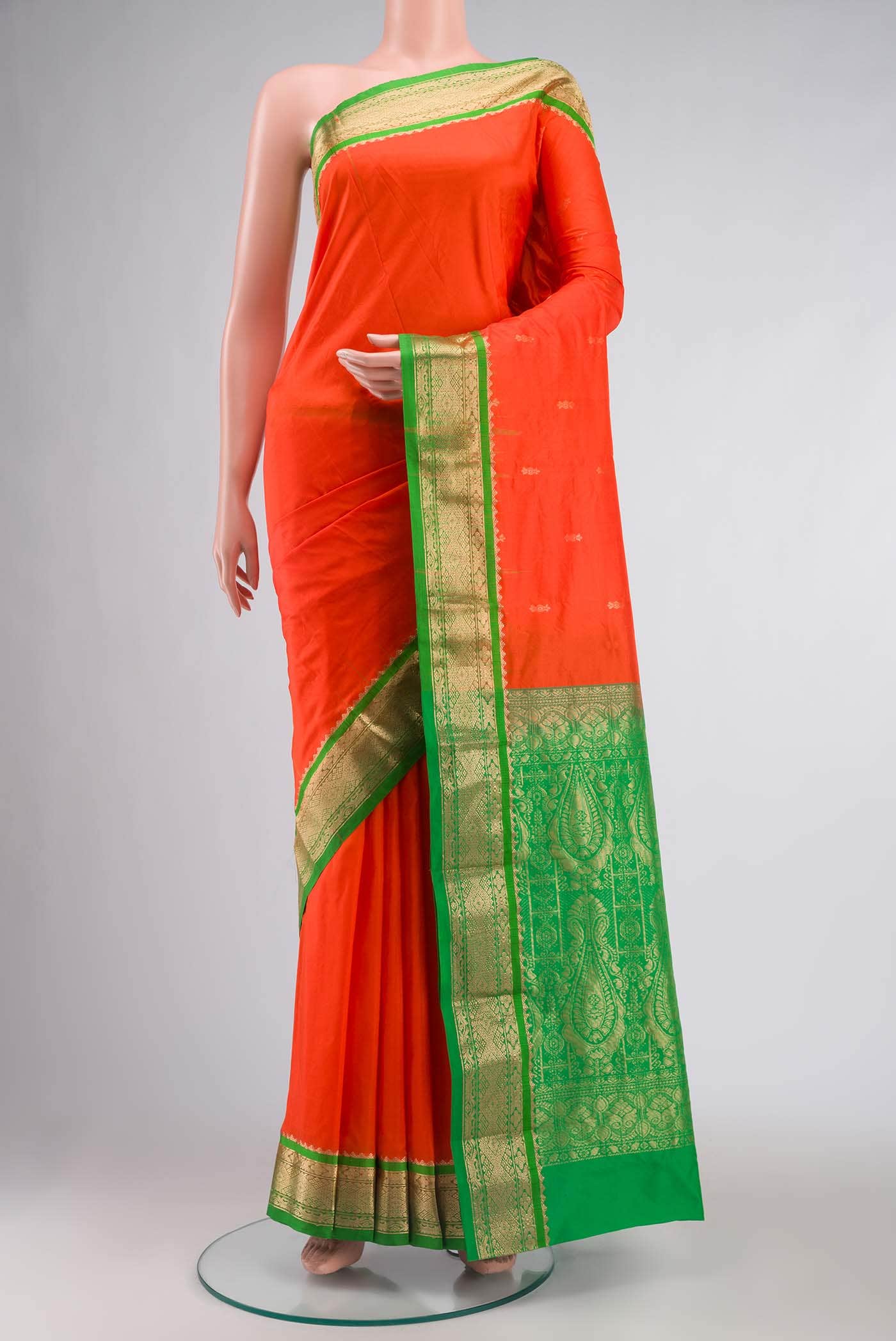 Orange Bangalore Silk Saree