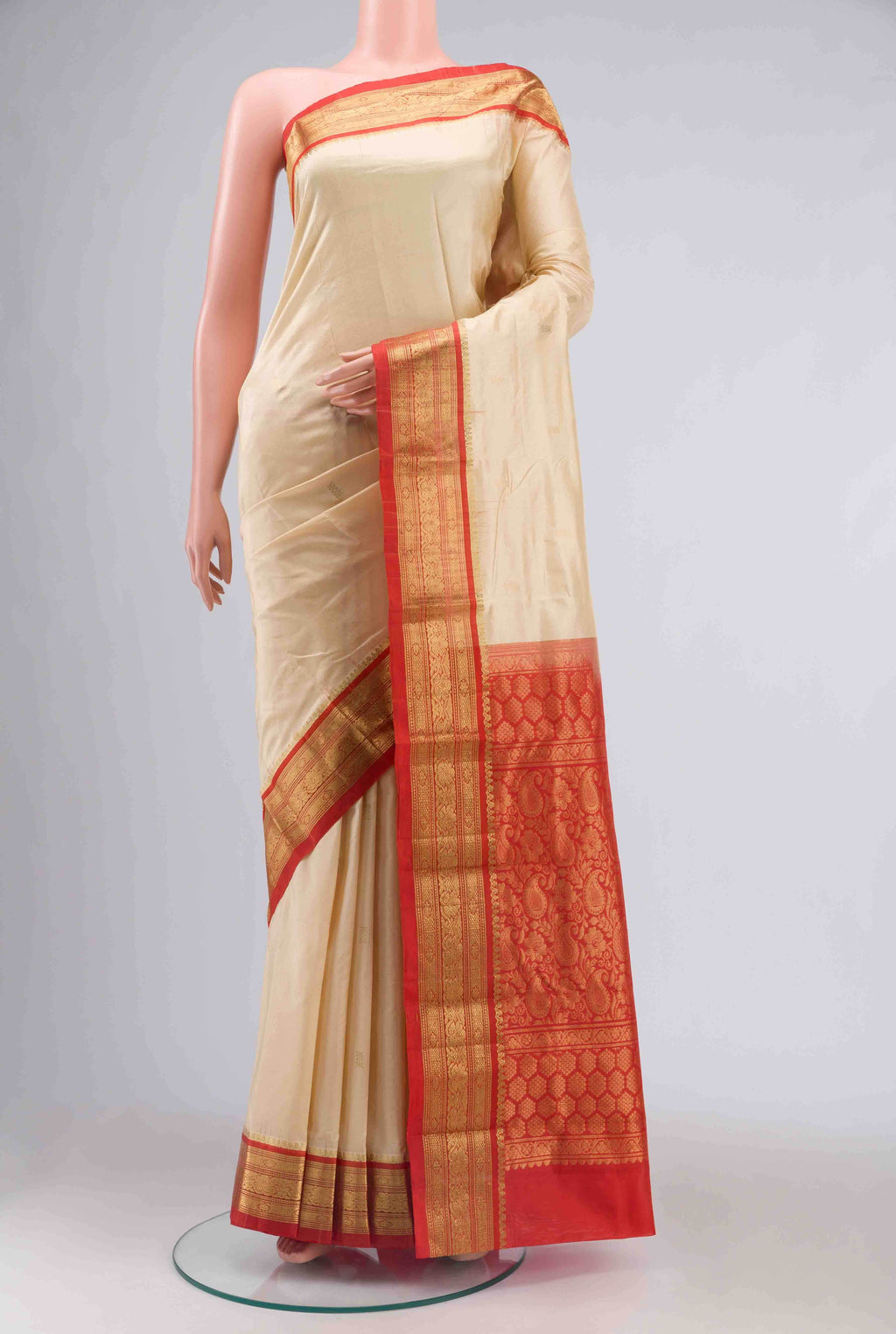 Beige Bangalore Silk Saree