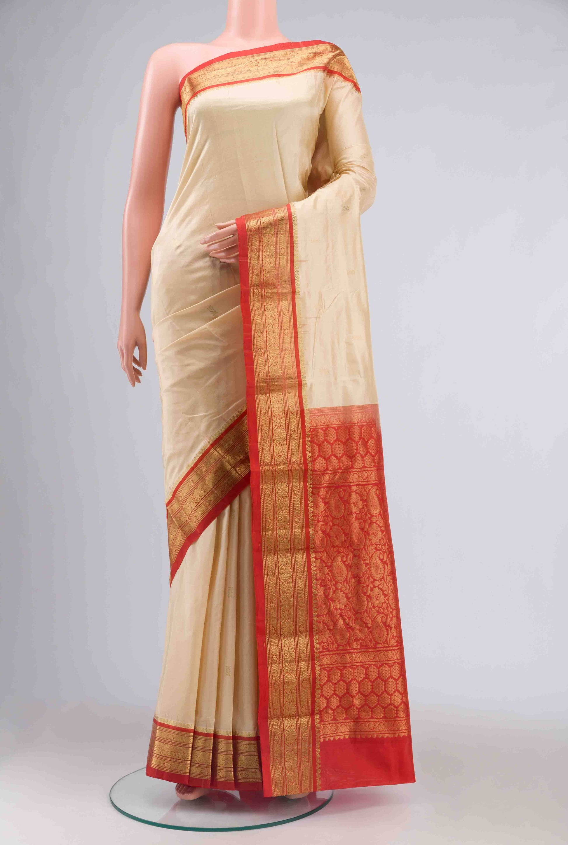 Beige Bangalore Silk Saree