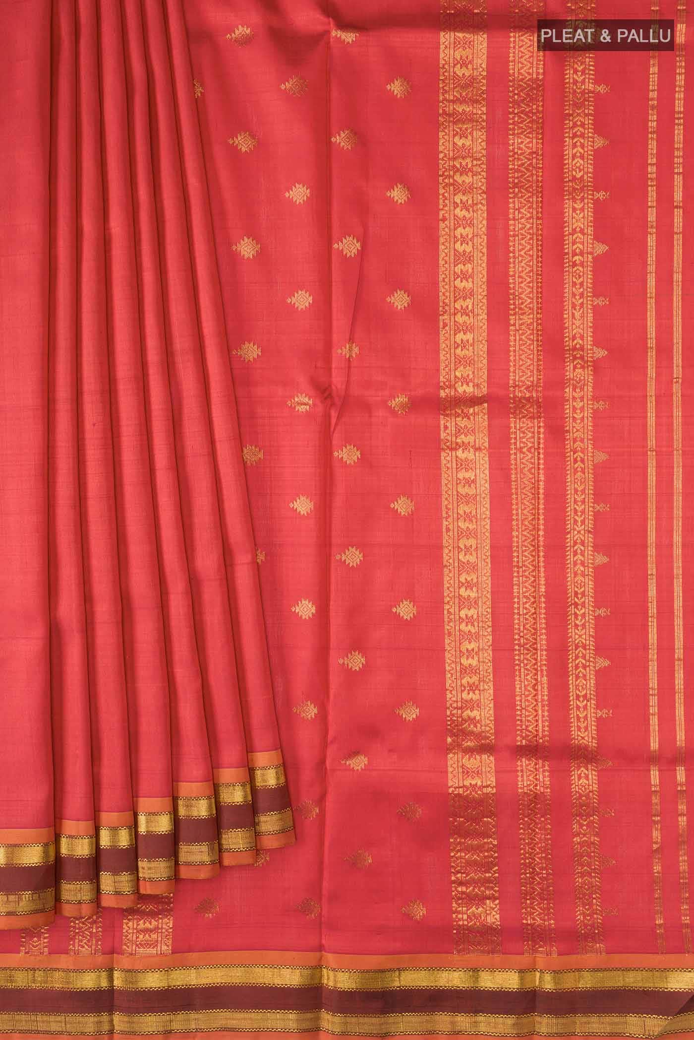 Orange with Pink Dual Tone Kanchipuram Silk Saree