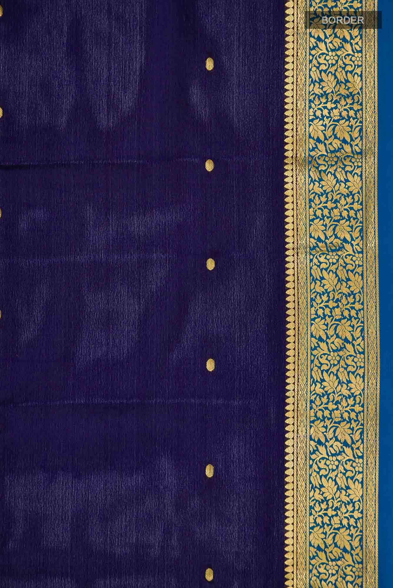 Navy Blue Mysore Crepe Saree