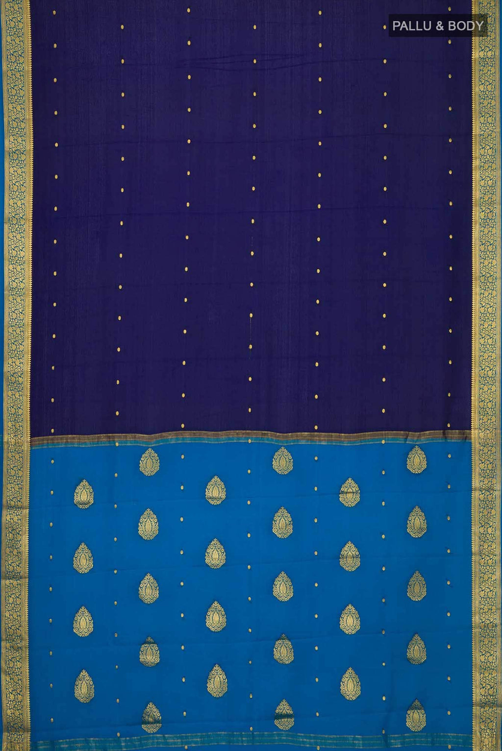 Navy Blue Mysore Crepe Saree