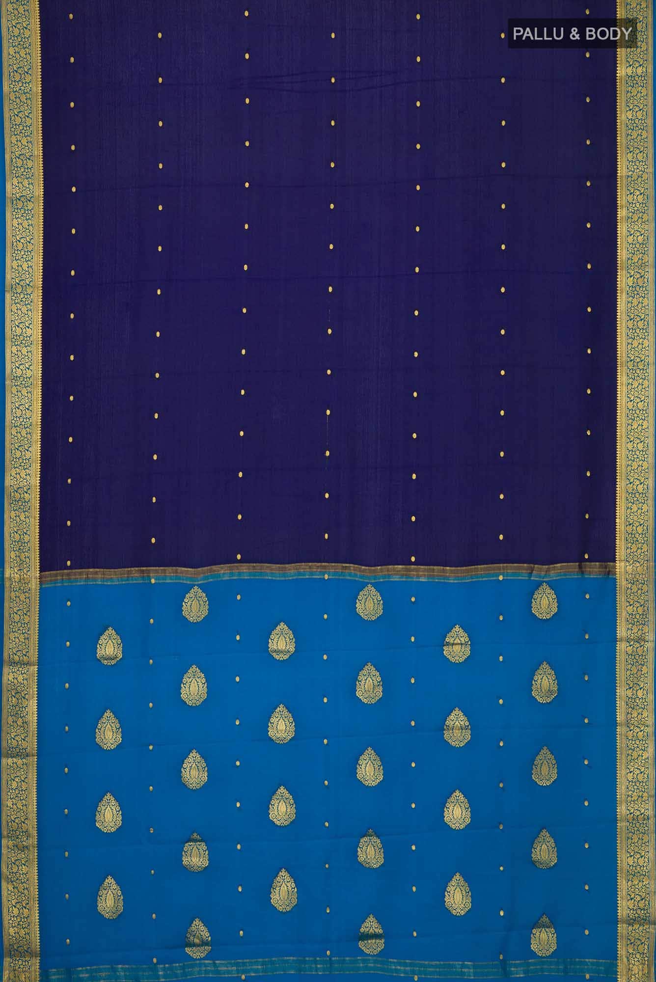 Navy Blue Mysore Crepe Saree