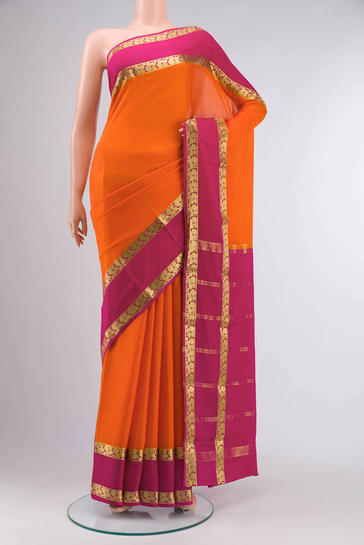 Orange Crepe Saree
