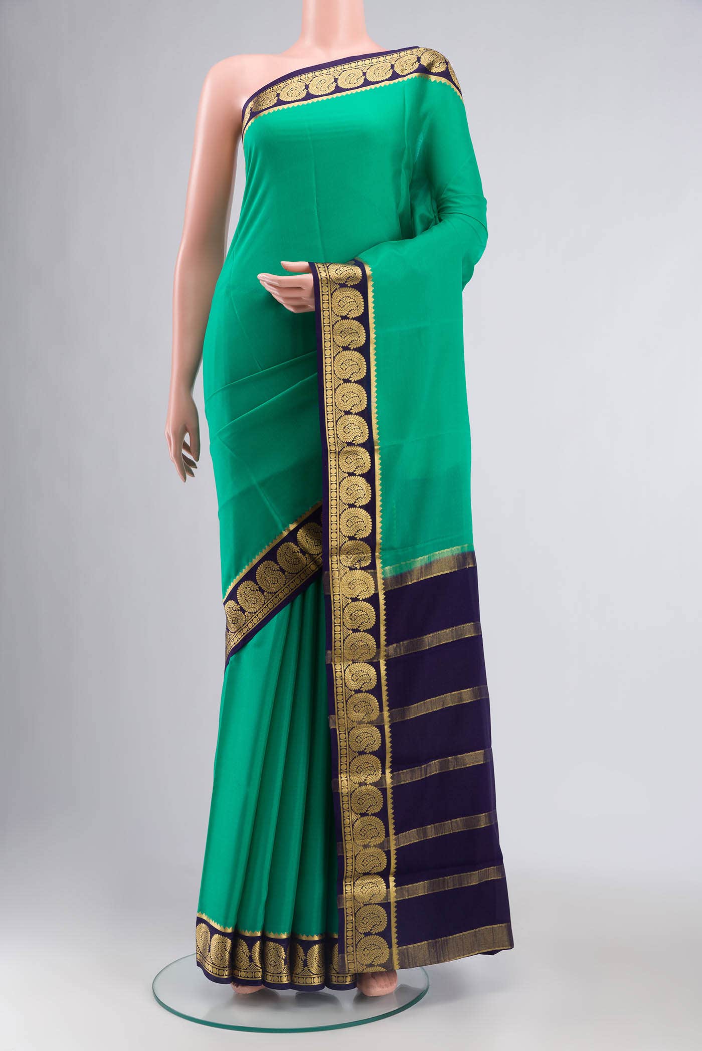 Green Mysore Crepe Saree