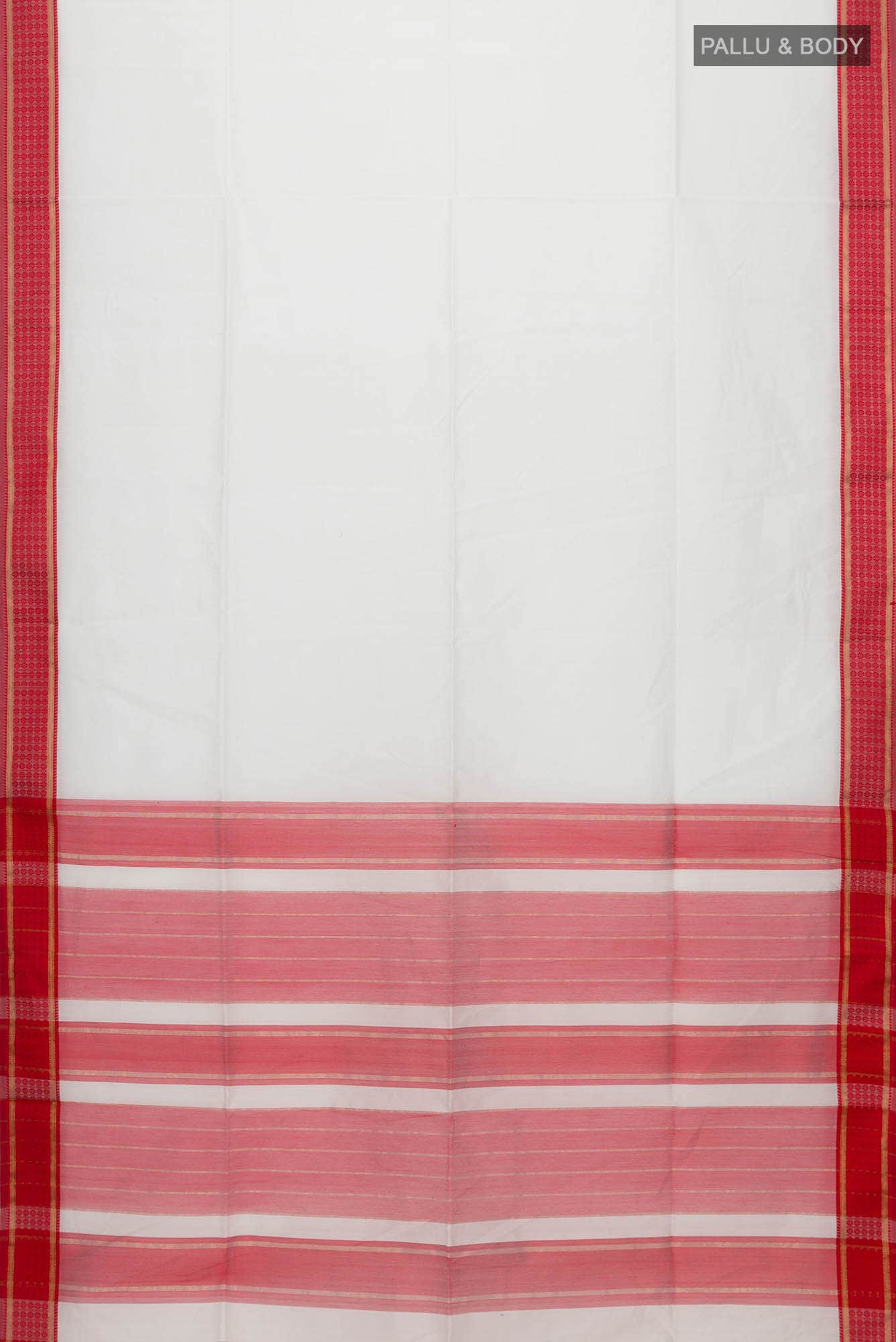 White Maheshwari Silk Cotton Saree