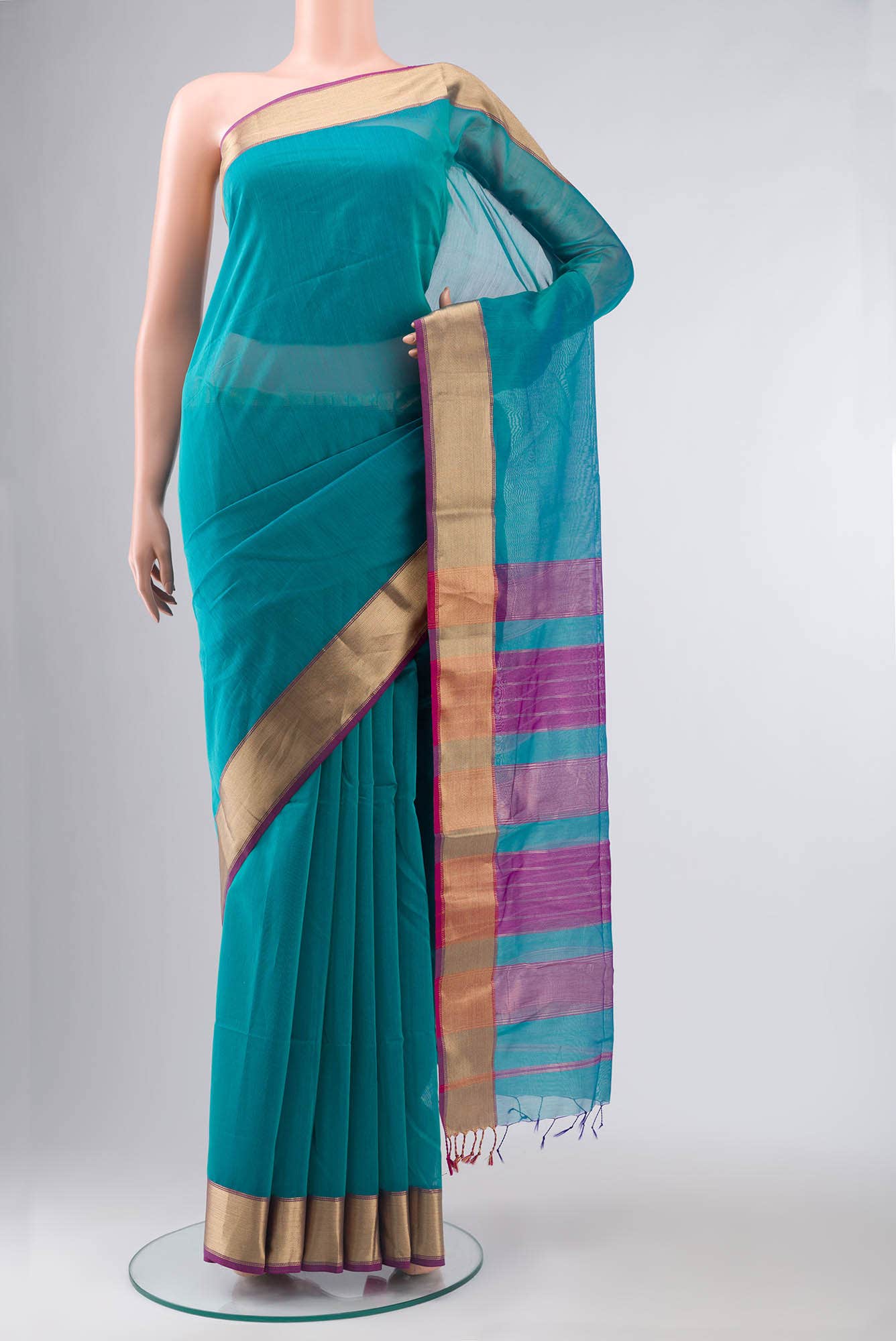 Blue Maheshwari Silk Cotton Saree