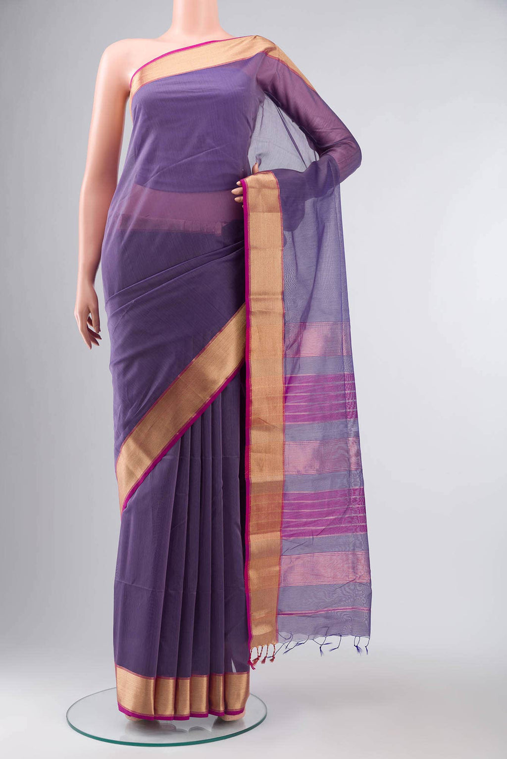 Lavender Maheshwari Silk Cotton Saree