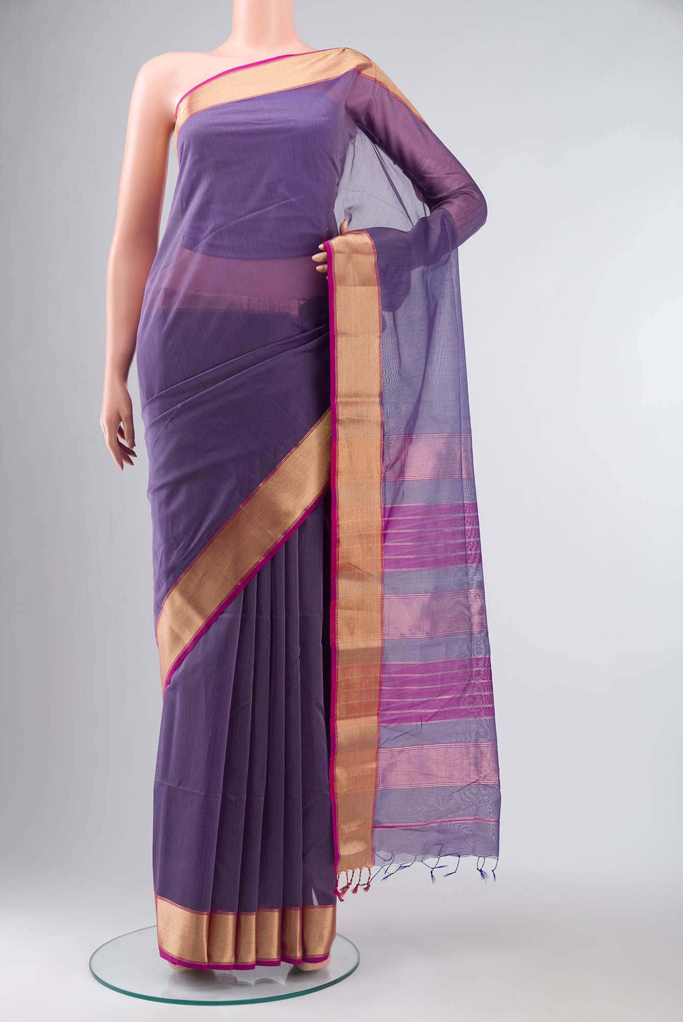 Lavender Maheshwari Silk Cotton Saree