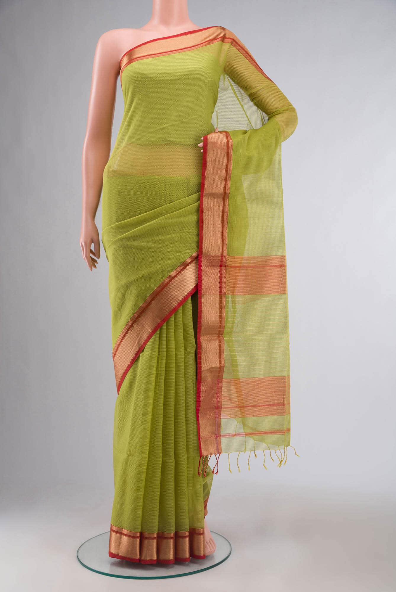 Green Maheshwari Silk Cotton Saree