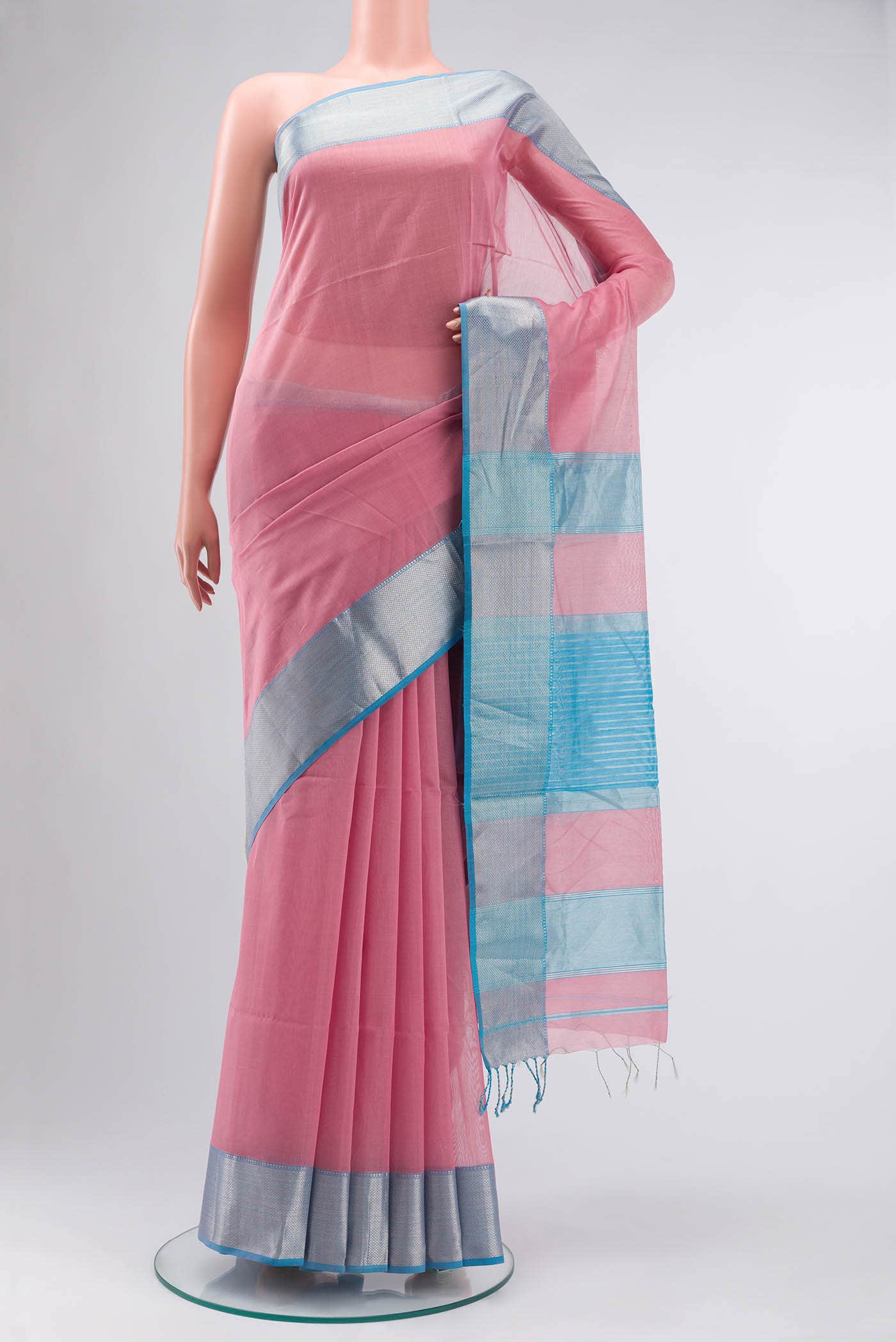 Pink Maheshwari Silk Cotton Saree