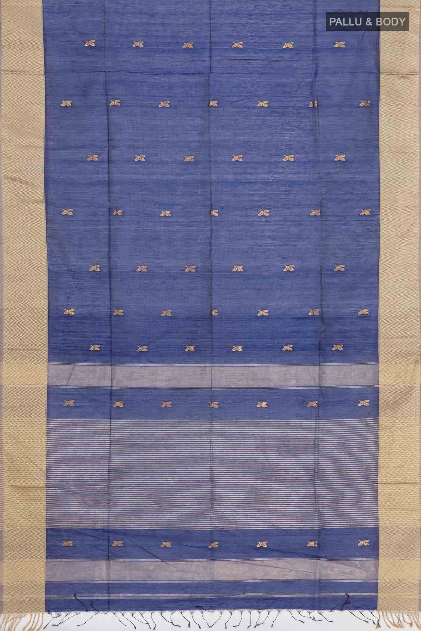 Navy Blue Maheshwari Silk Cotton Saree