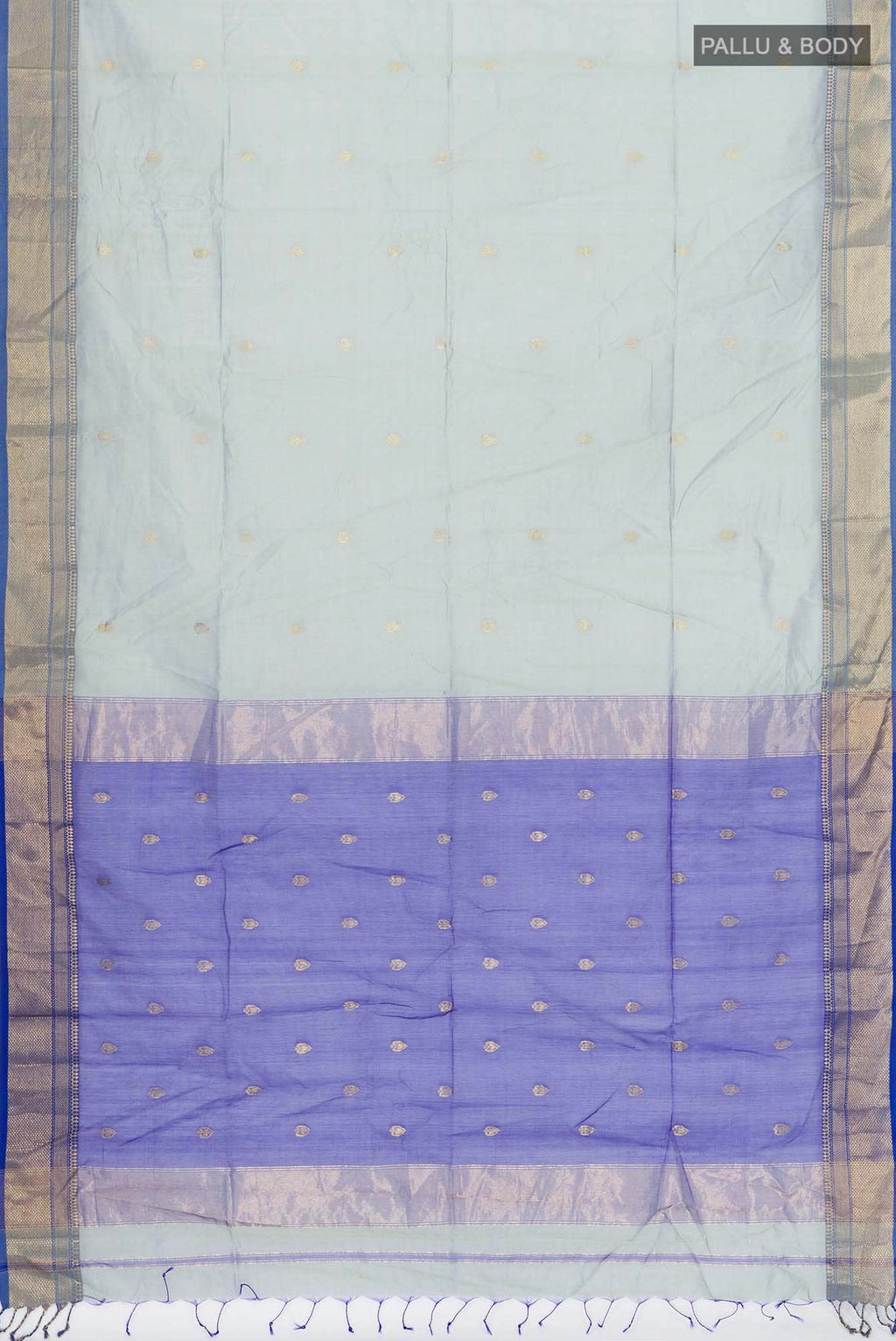 Green with Blue Dual Tone Maheshwari Silk Cotton Saree