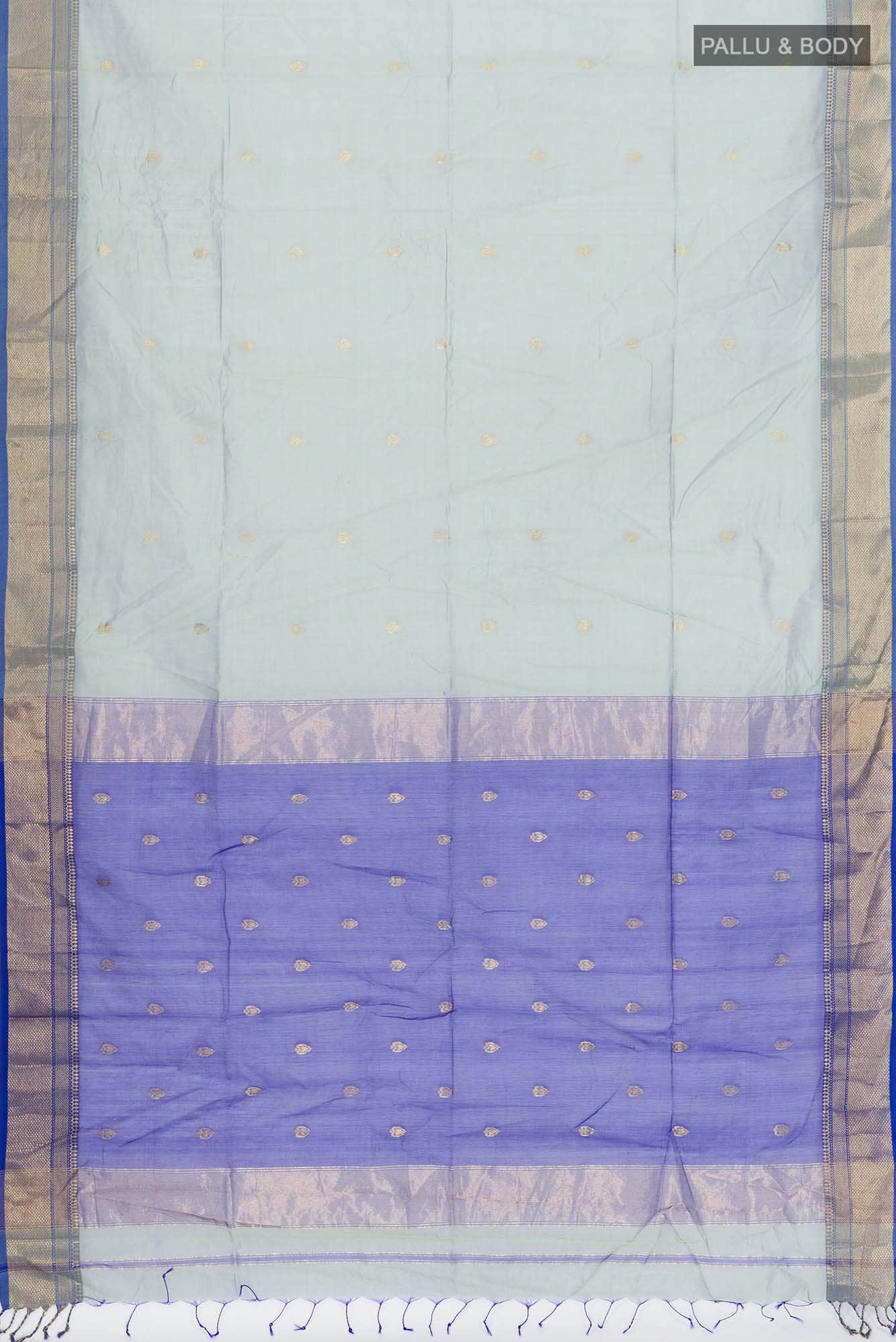 Green with Blue Dual Tone Maheshwari Silk Cotton Saree
