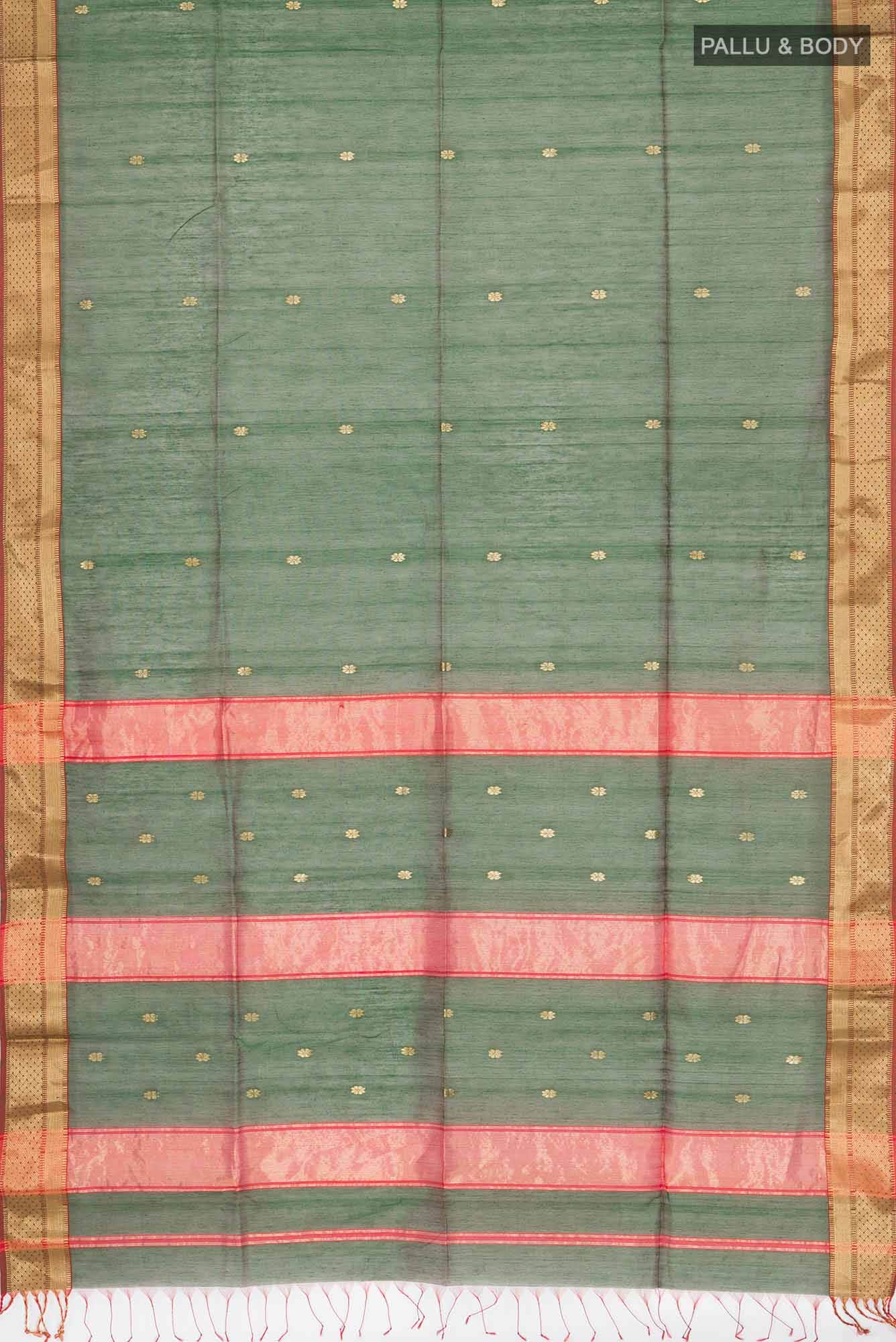 Green Maheshwari Silk Cotton Saree