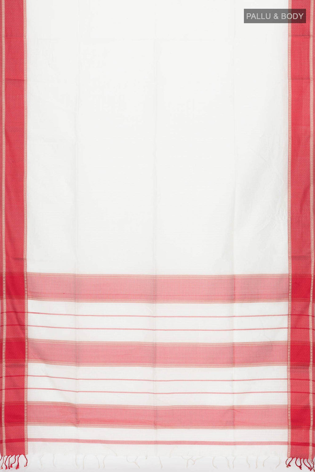 White Maheshwari Silk Cotton Saree