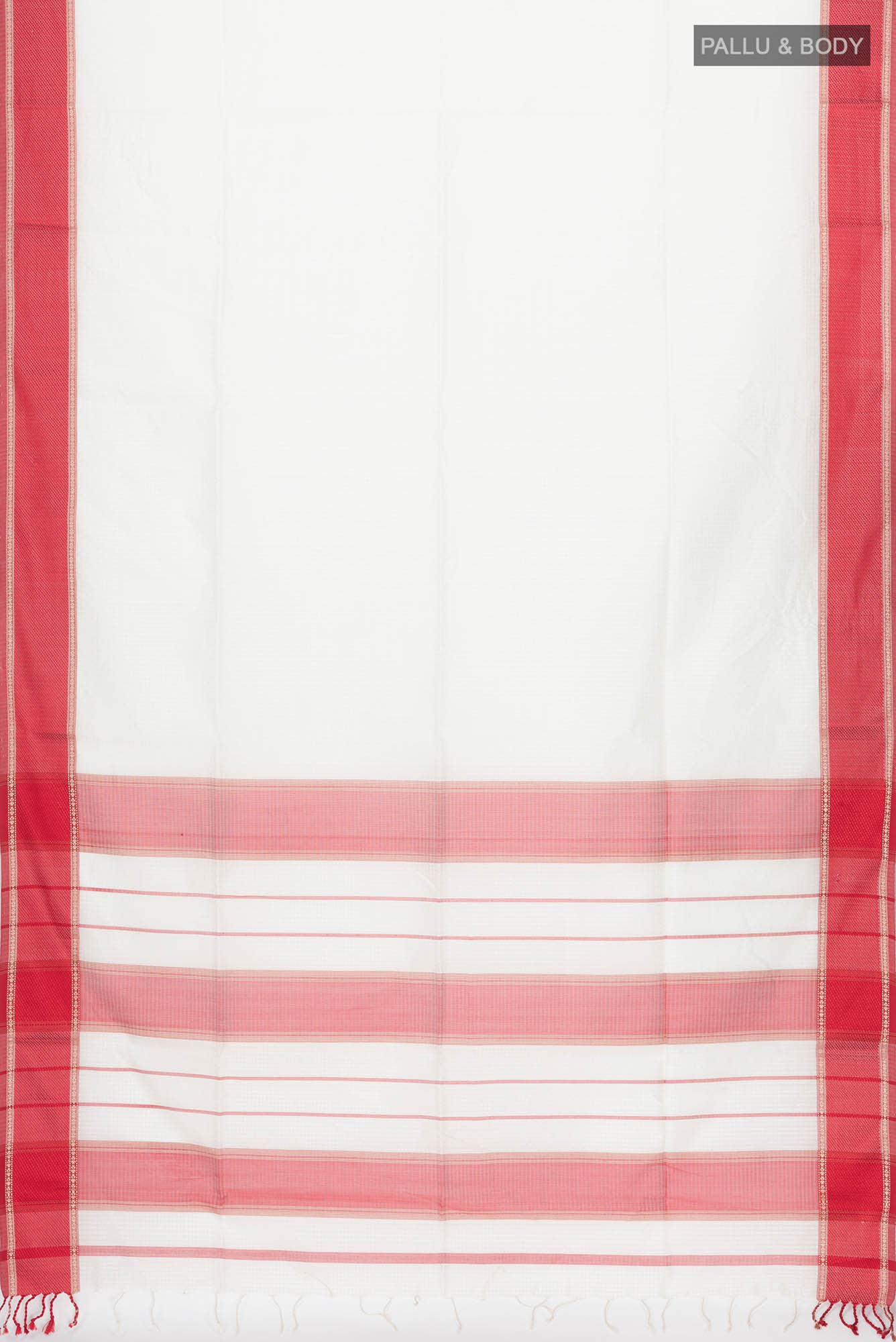 White Maheshwari Silk Cotton Saree