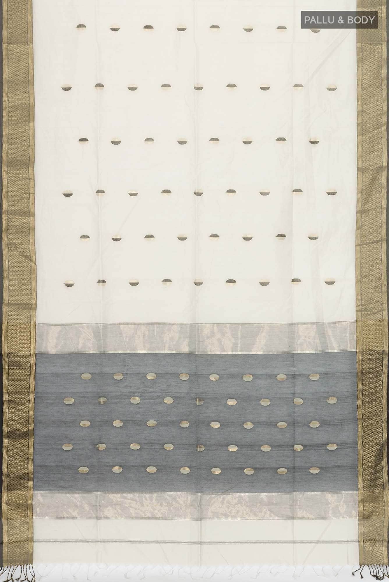 Beige Maheshwari Silk Cotton Saree