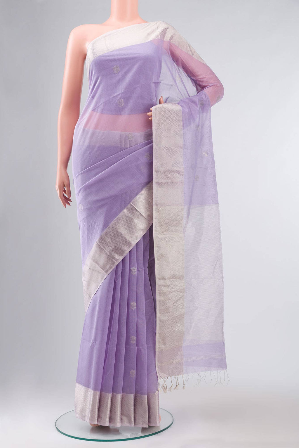 Lavender Maheshwari Silk Cotton Saree