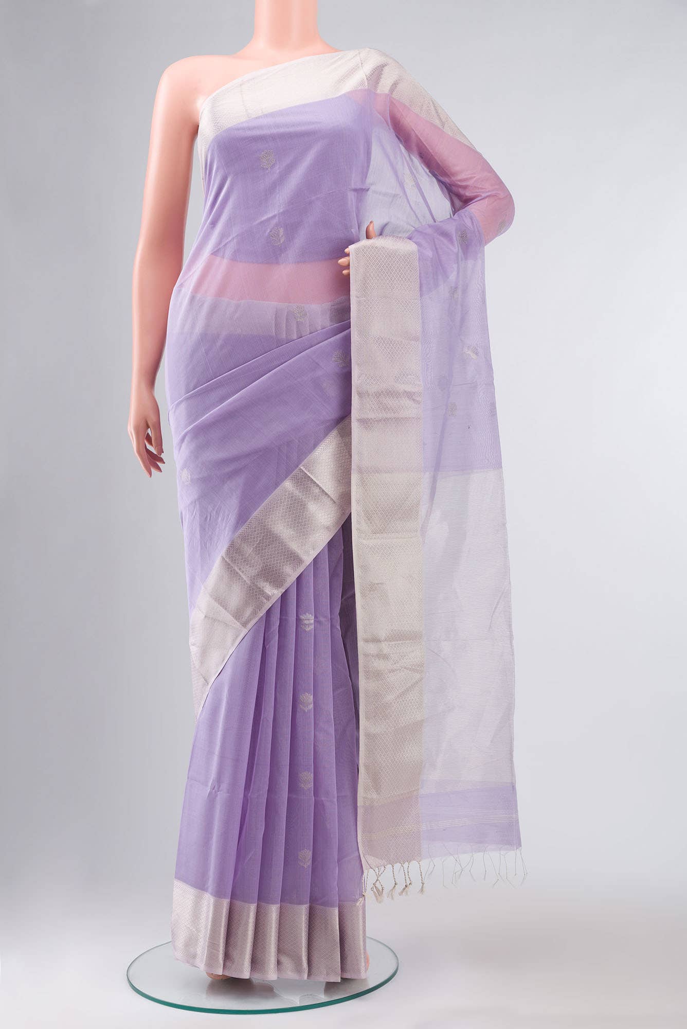 Lavender Maheshwari Silk Cotton Saree