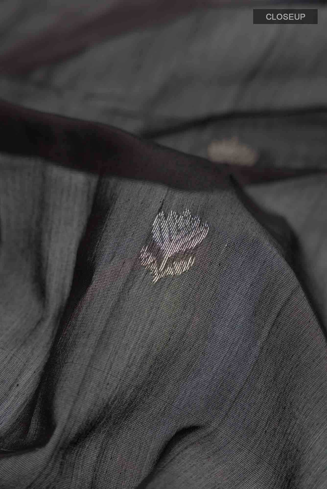 Black Maheshwari Silk Cotton Saree