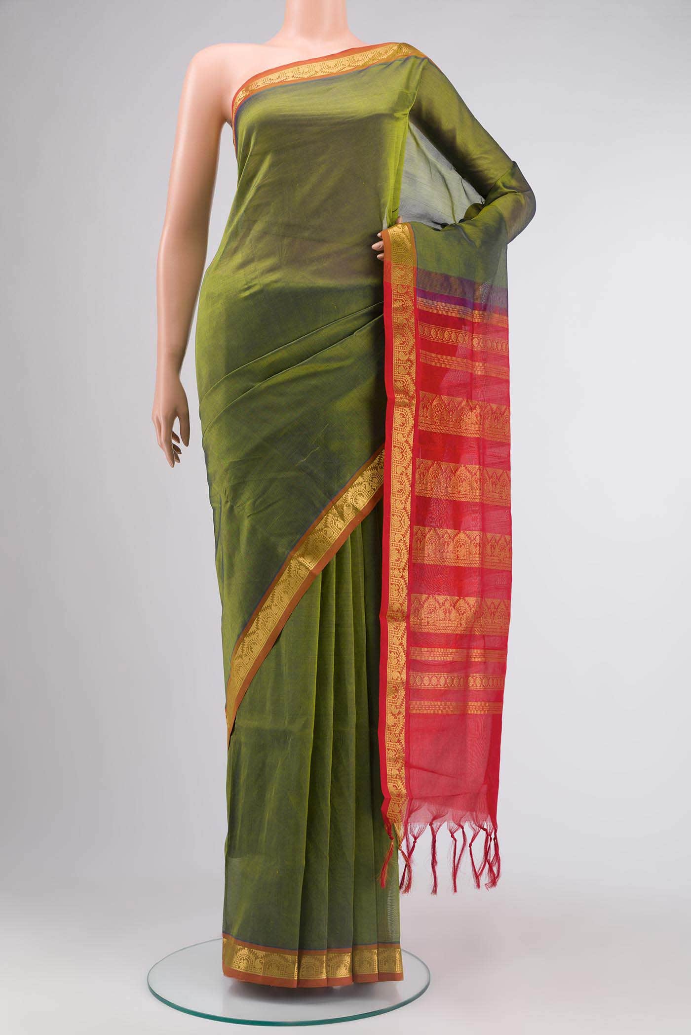 Green Silk Cotton Saree