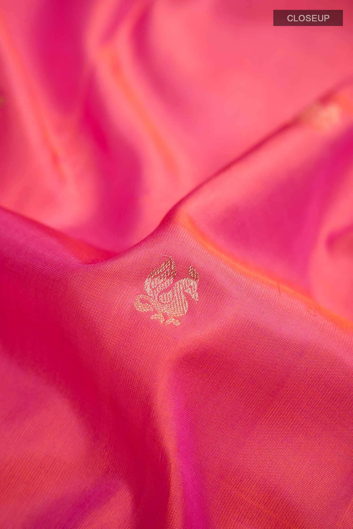Pink with Orange Dual Tone Soft Silk Saree