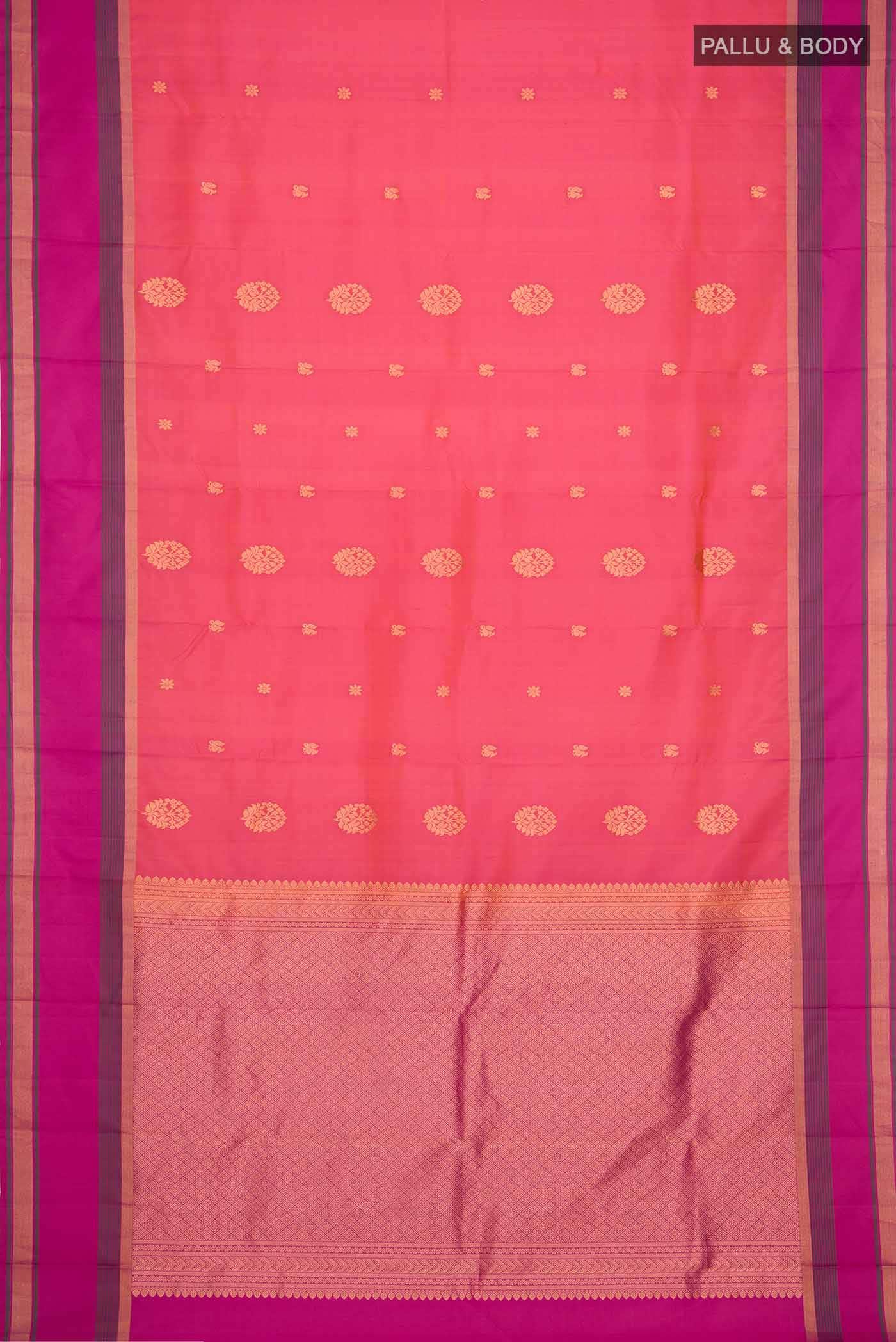 Pink with Orange Dual Tone Soft Silk Saree