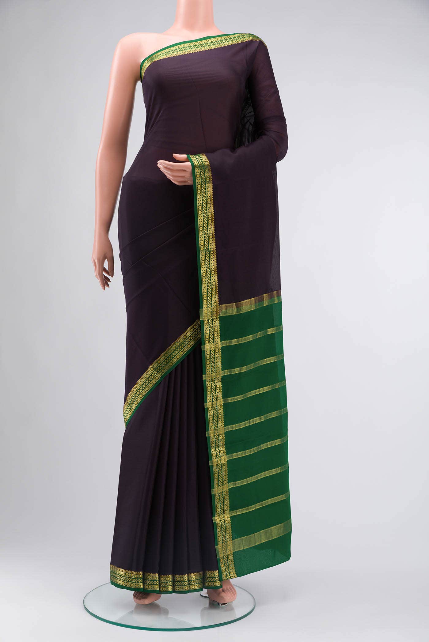Black Mysore Crepe Saree