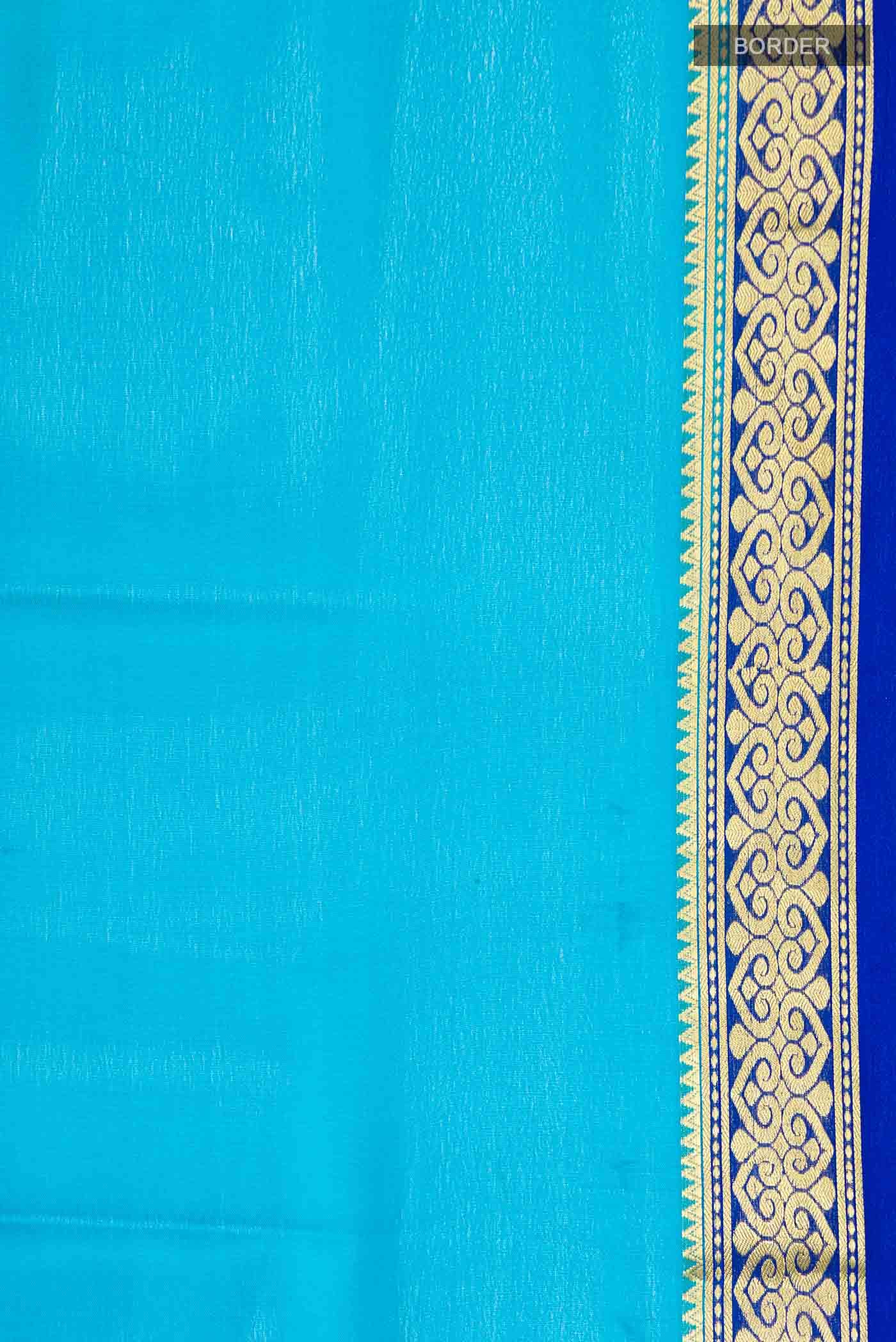 Blue Mysore Crepe Saree