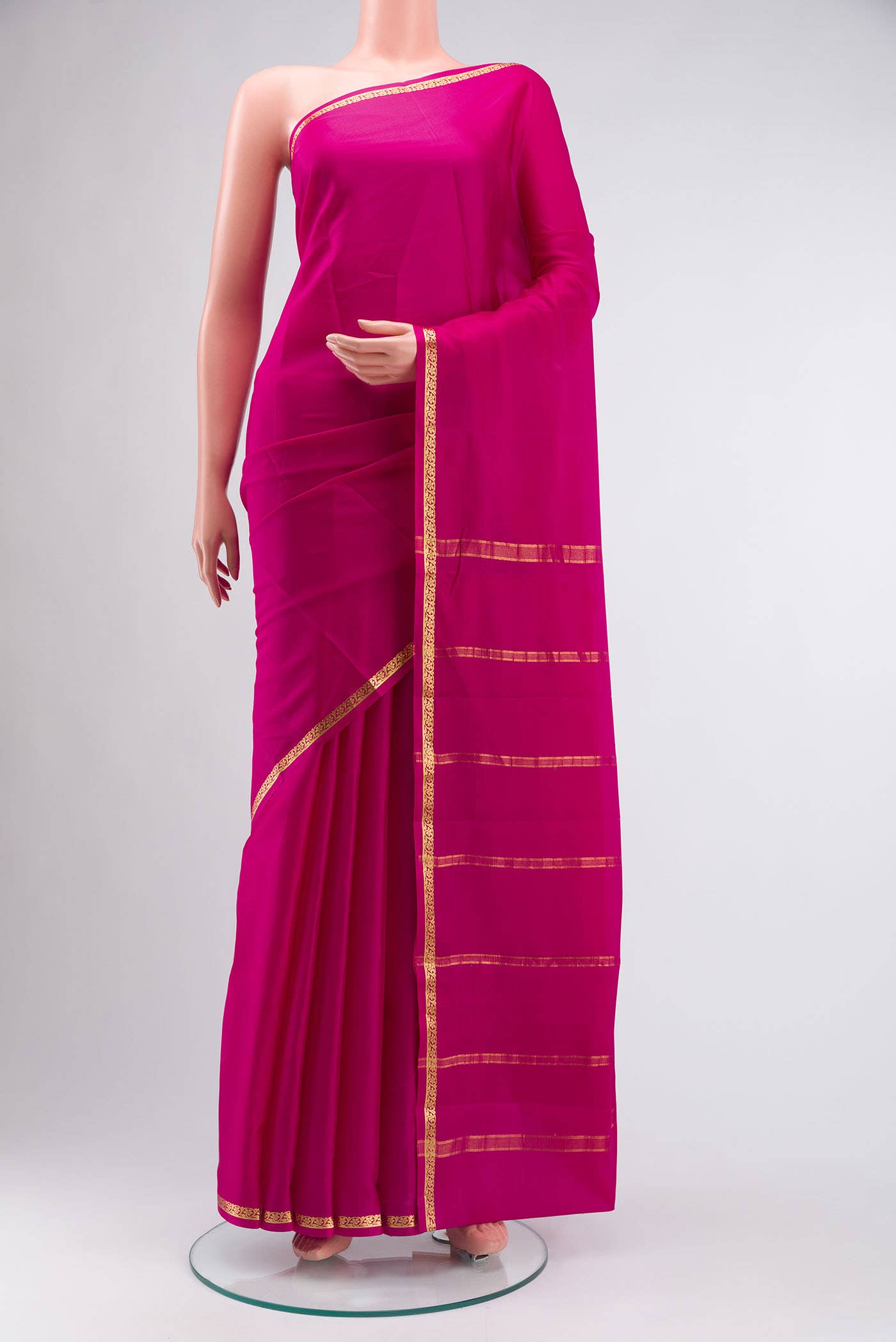 Pink Mysore Crepe Saree