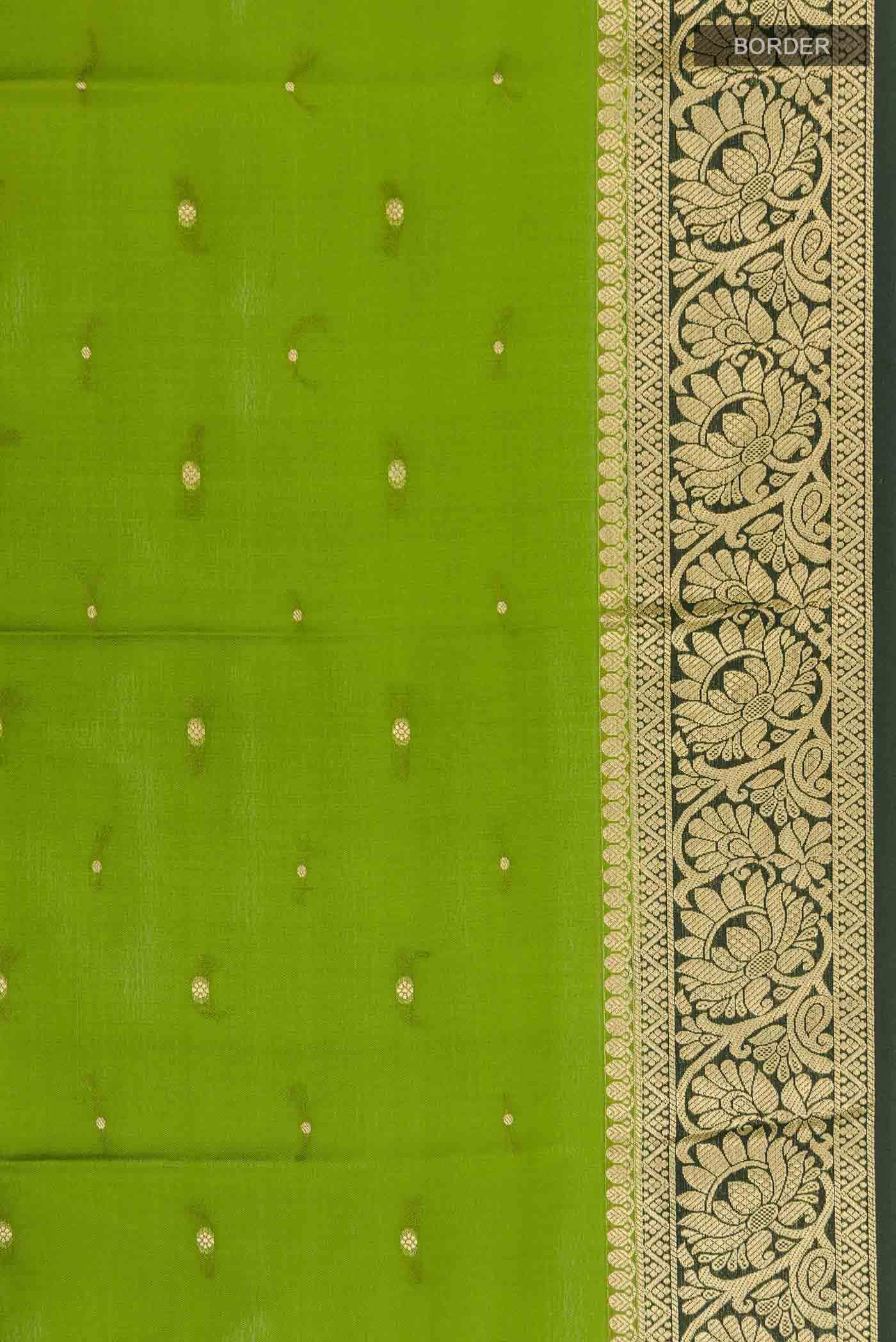 Green Mysore Crepe Saree