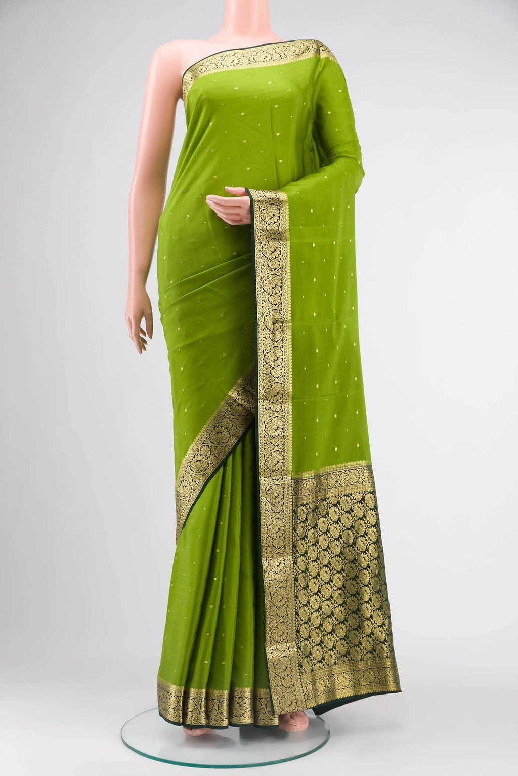 Green Mysore Crepe Saree