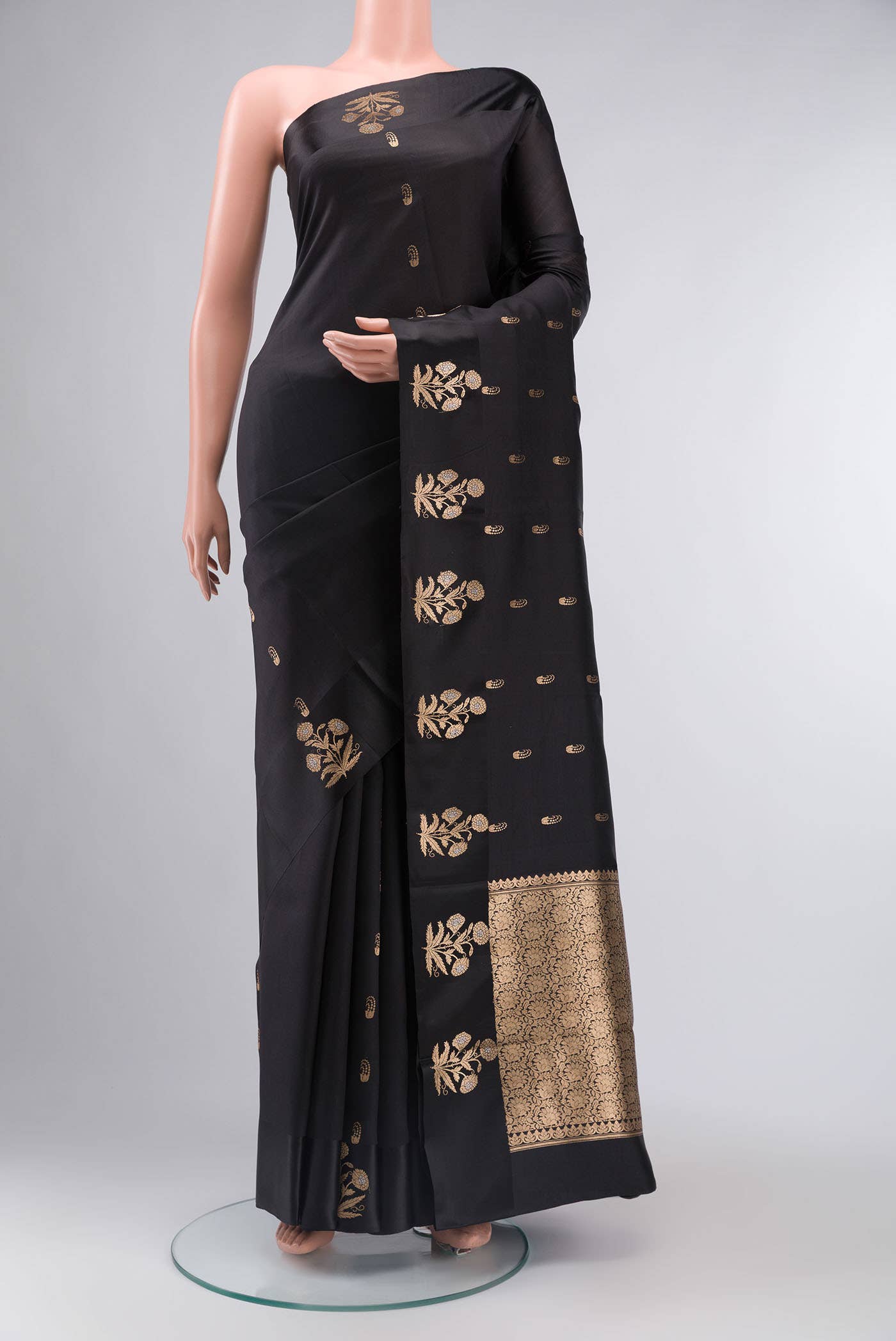 Black Banarasi Katan Silk Saree