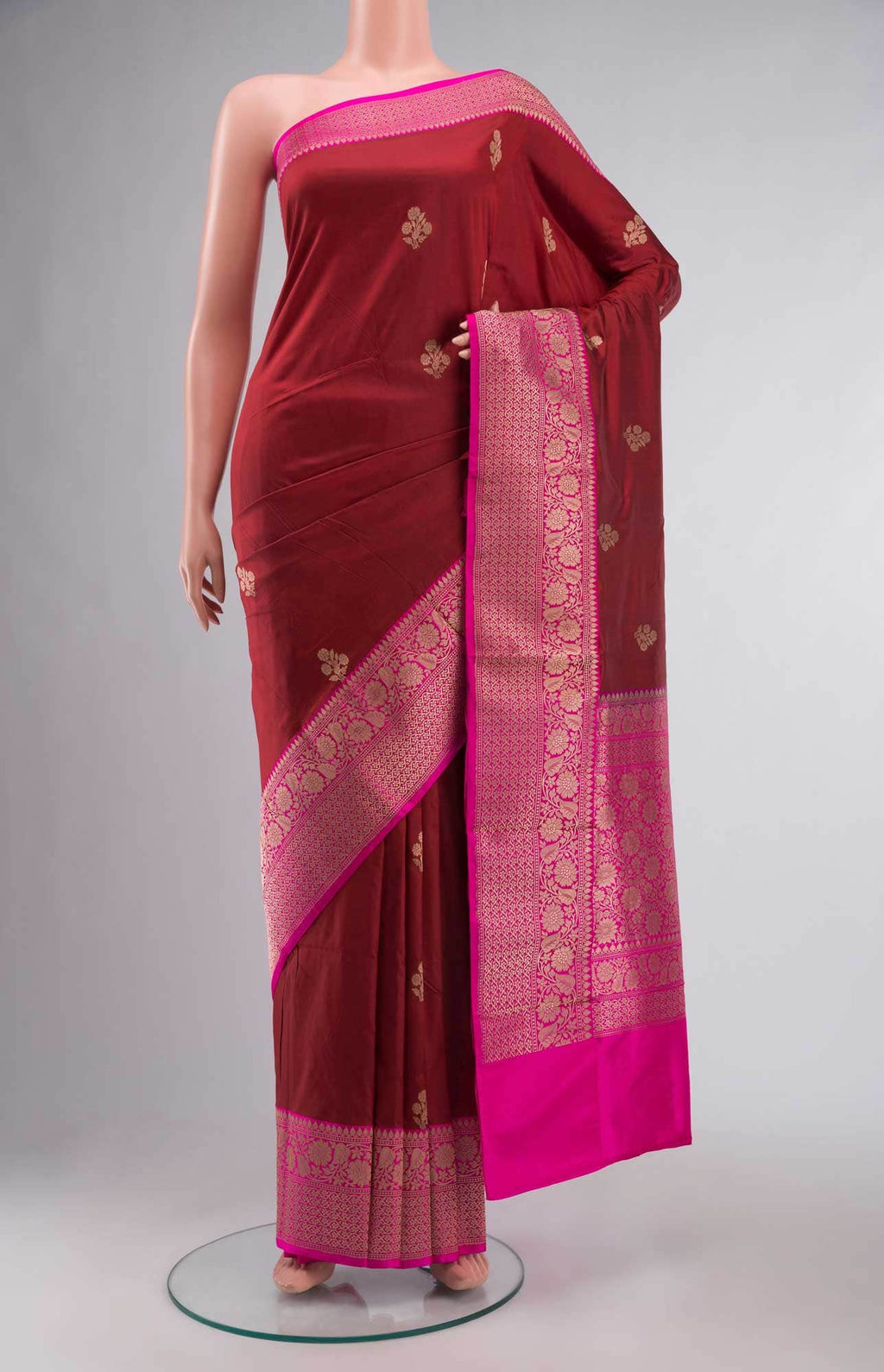 Maroon Banarasi Katan Silk Saree