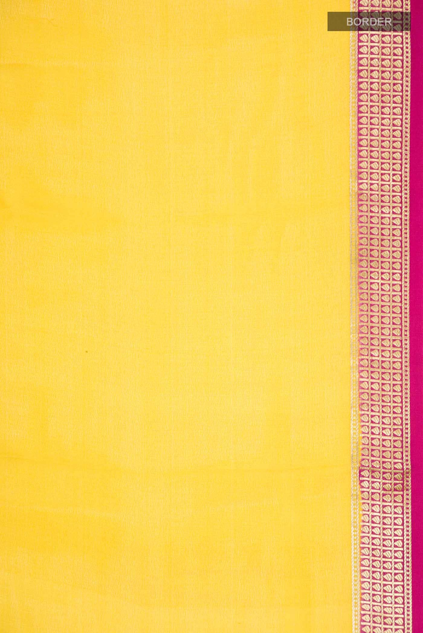 Yellow Mysore Crepe Saree