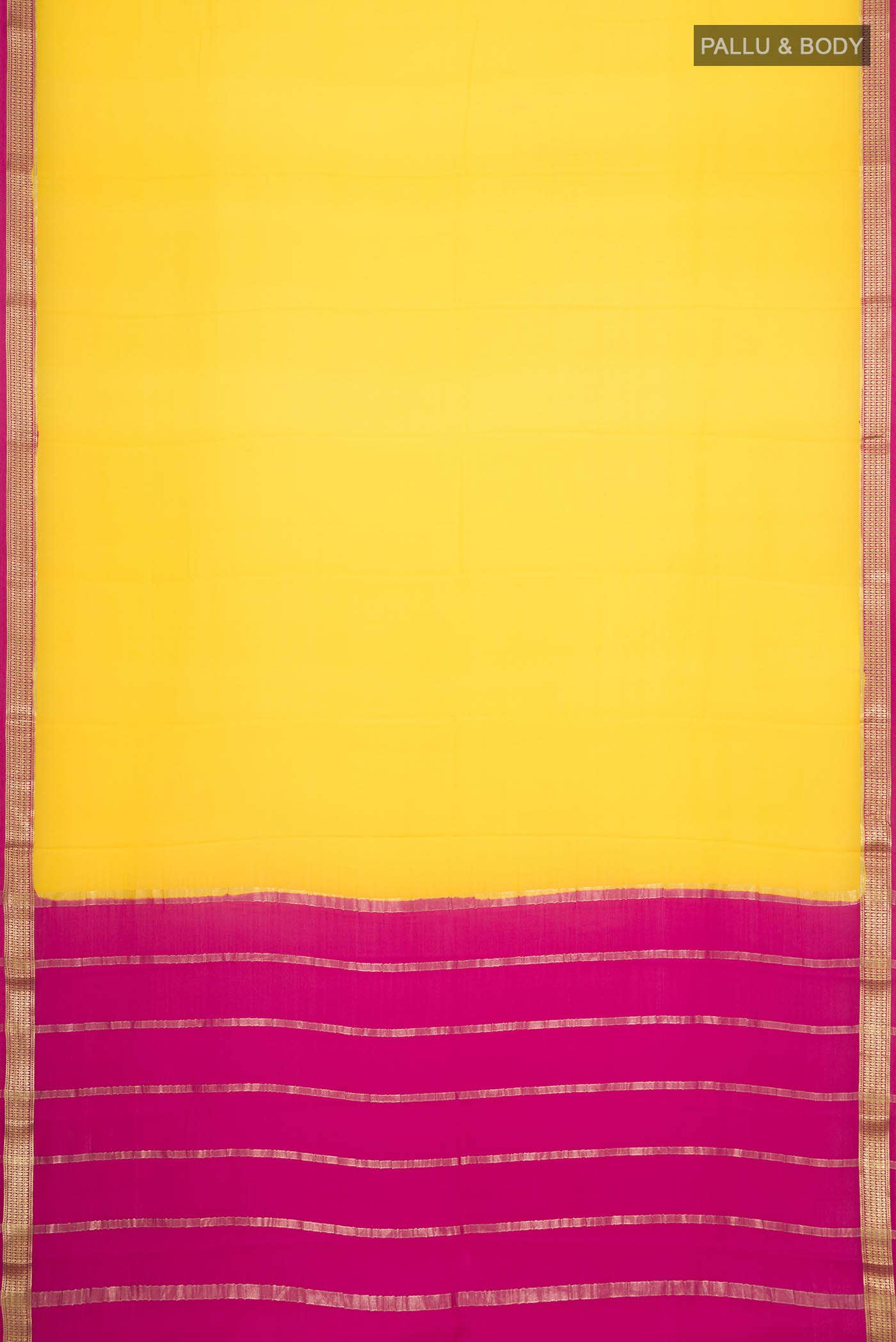 Yellow Mysore Crepe Saree