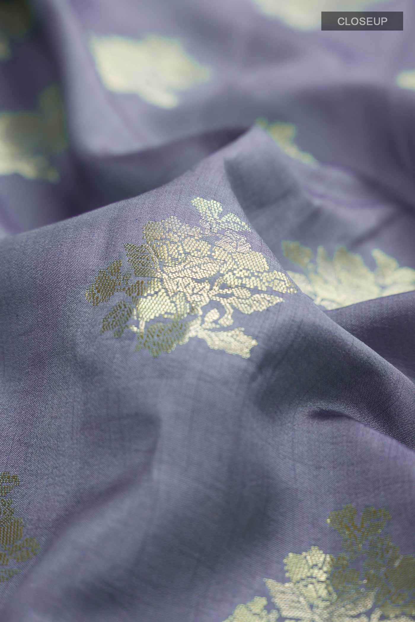 Grey Banarasi Raw Silk Saree