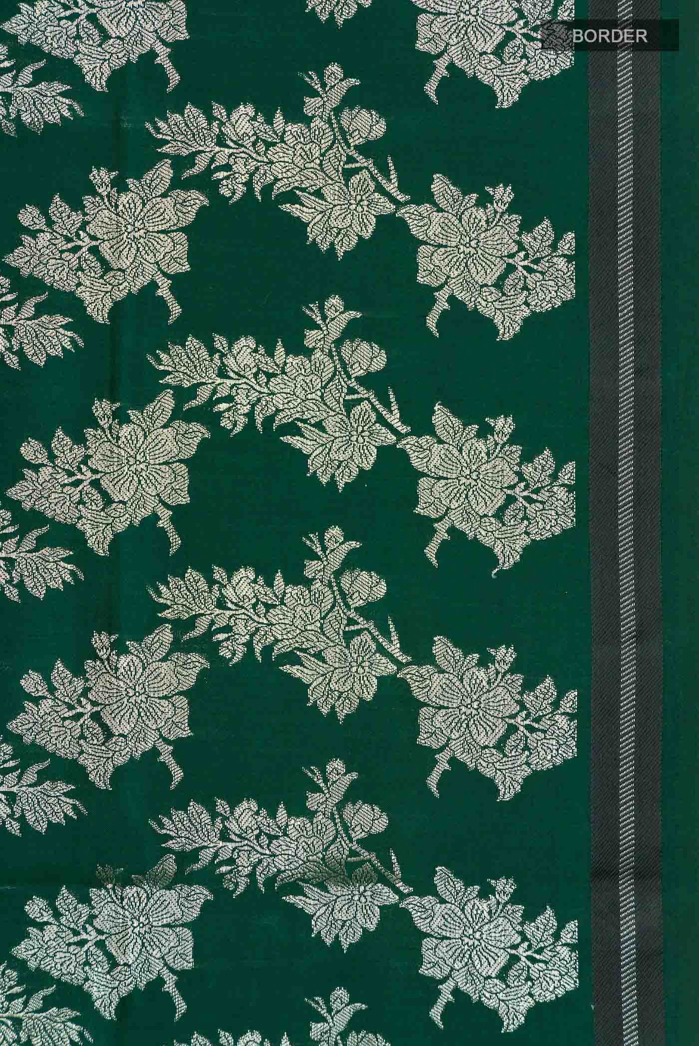 Bottle Green Banarasi Raw Silk Saree