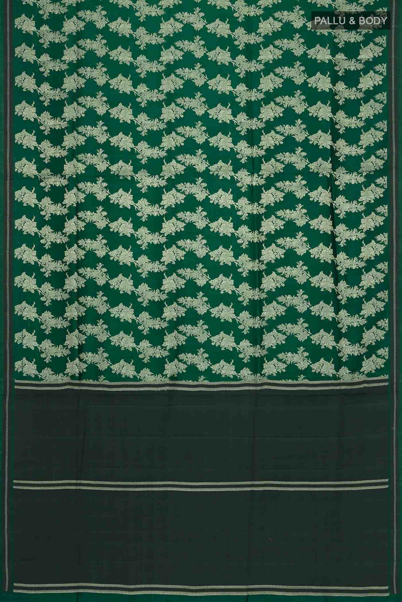 Bottle Green Banarasi Raw Silk Saree