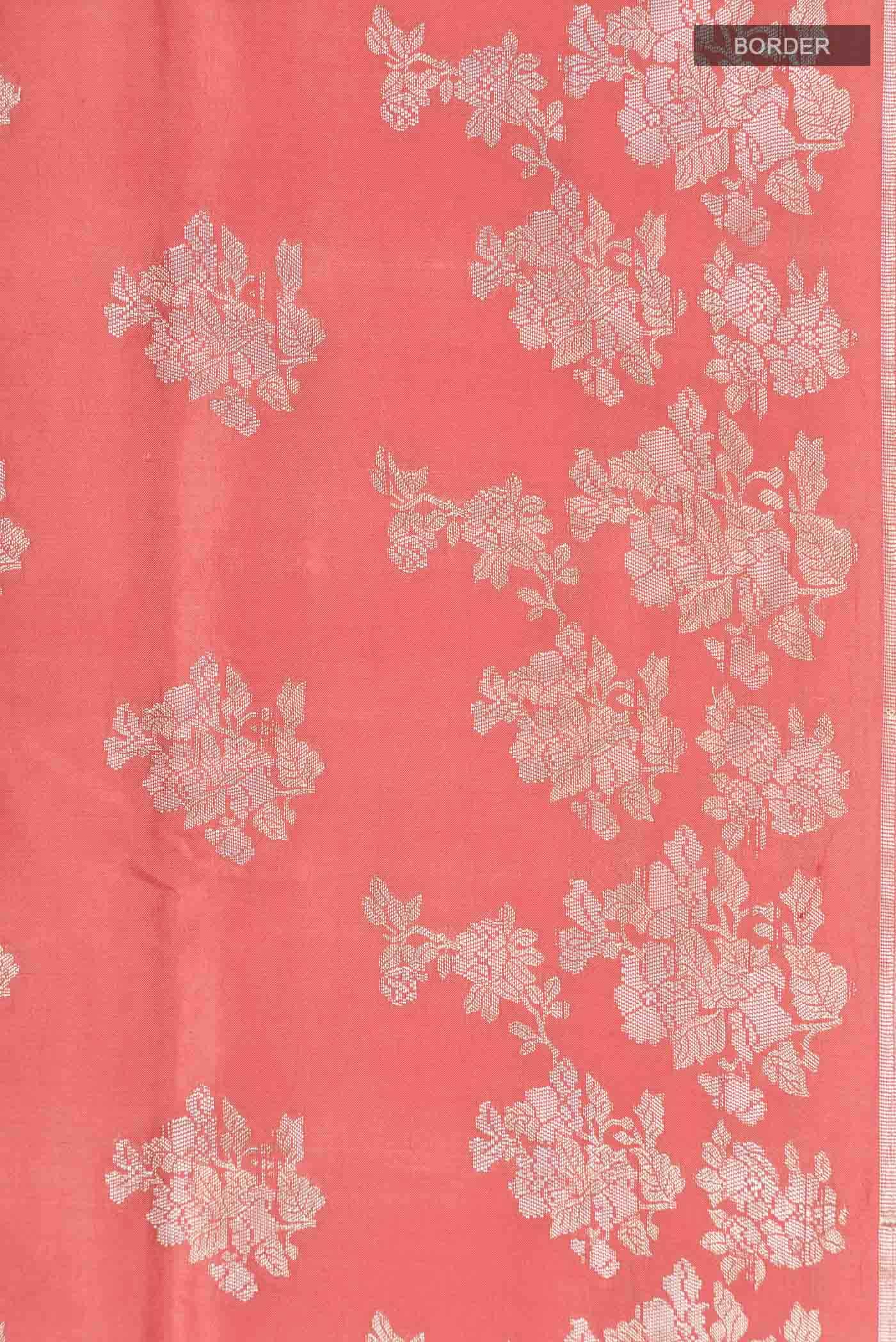 Orange Banarasi Raw Silk Saree