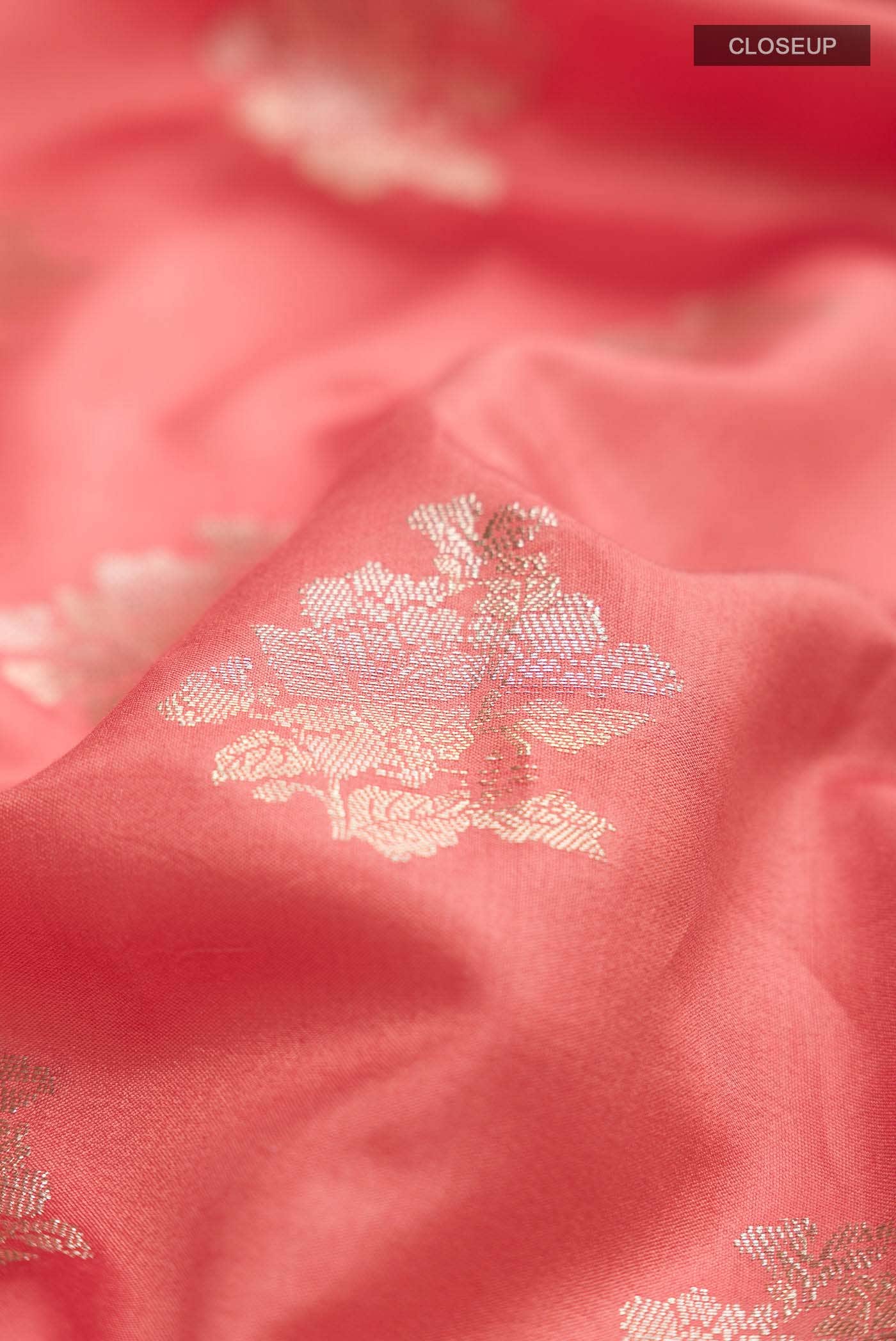 Orange Banarasi Raw Silk Saree