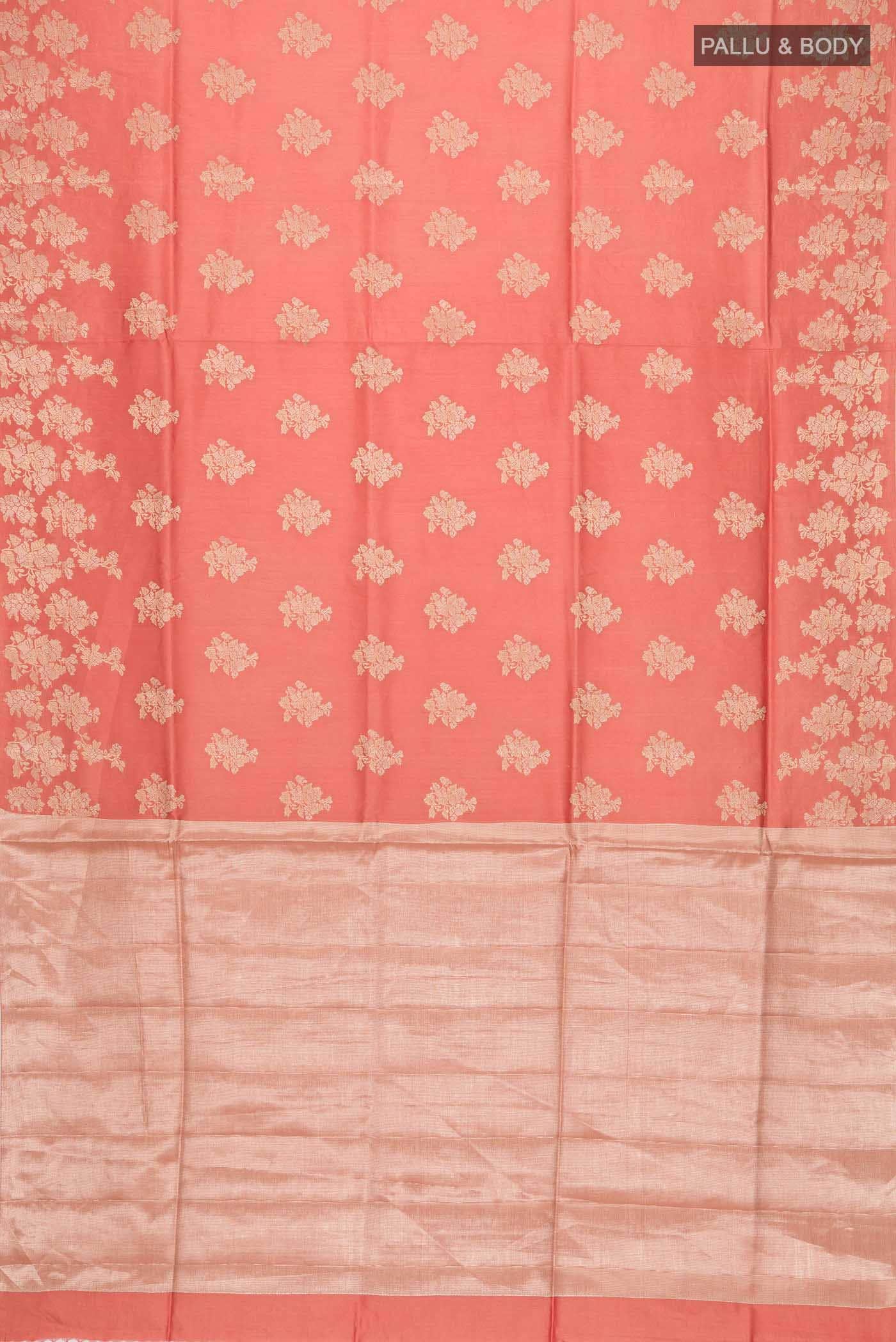 Orange Banarasi Raw Silk Saree