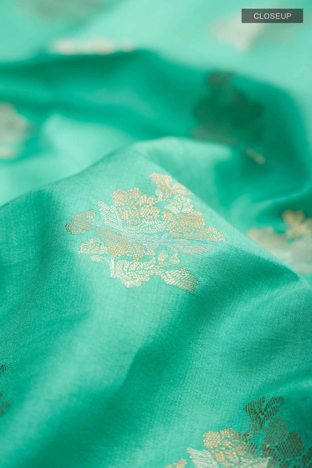 Sea Green Banarasi Raw Silk Saree