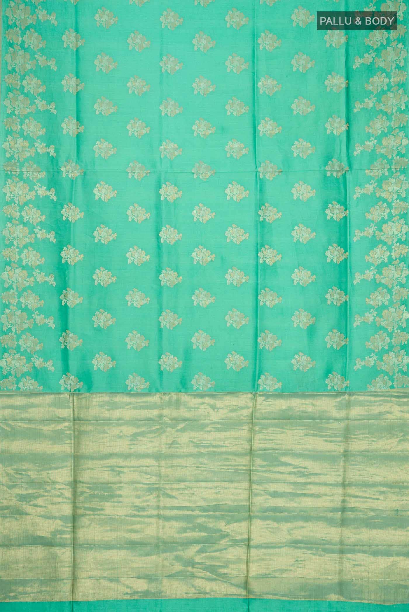 Sea Green Banarasi Raw Silk Saree